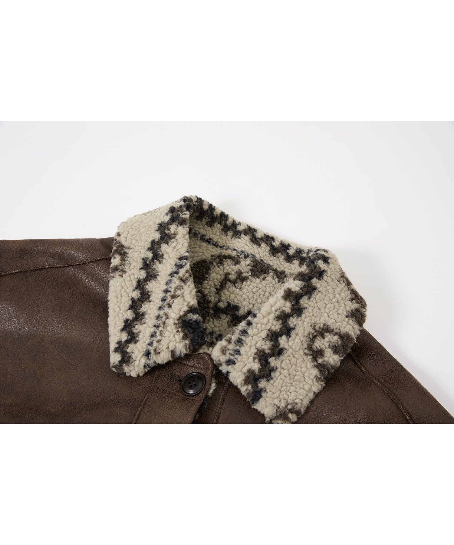 Fair Isle Faux Shearling Jacket with Gloves