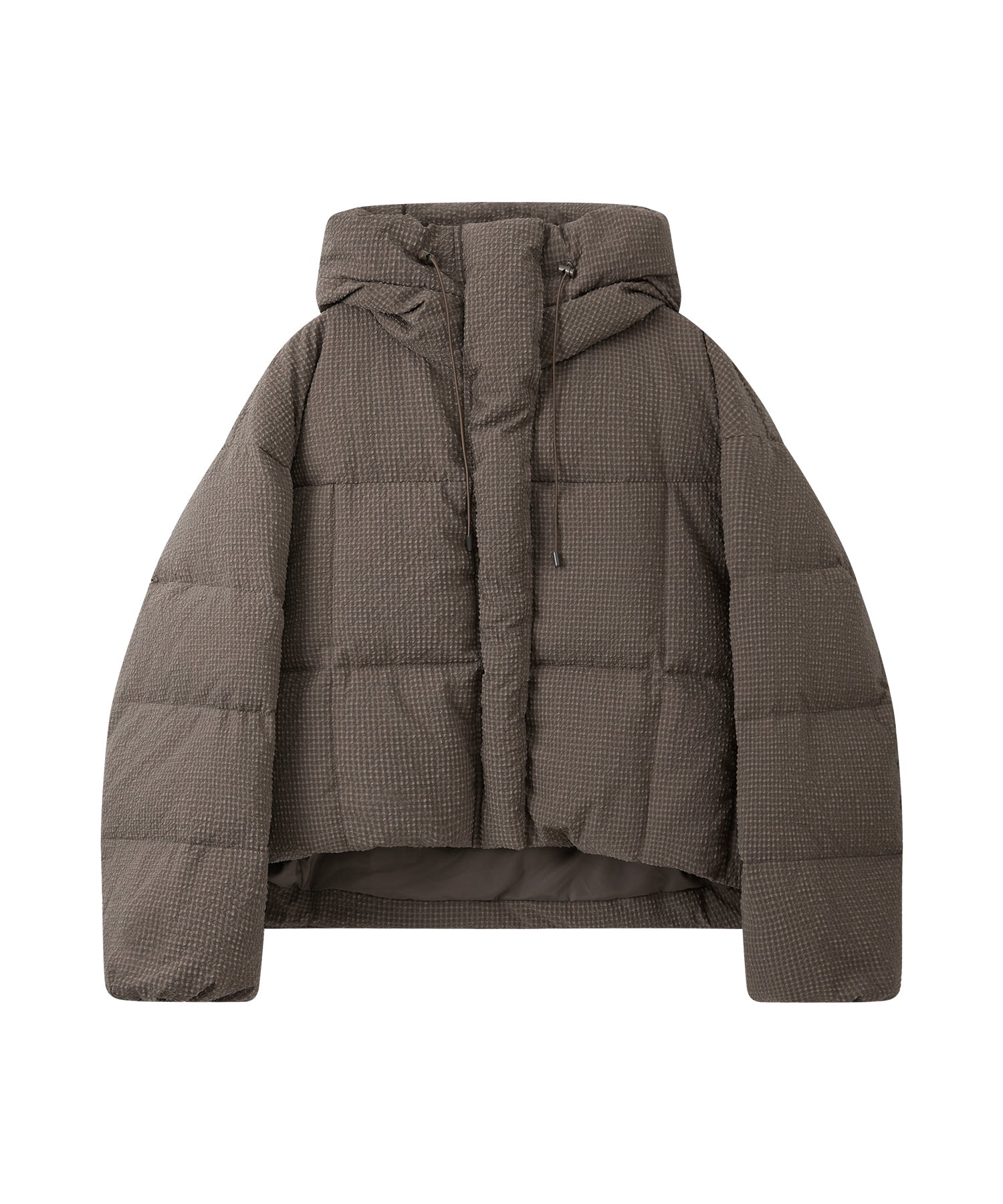 Textured Crinkle Hooded Short Down Jacket