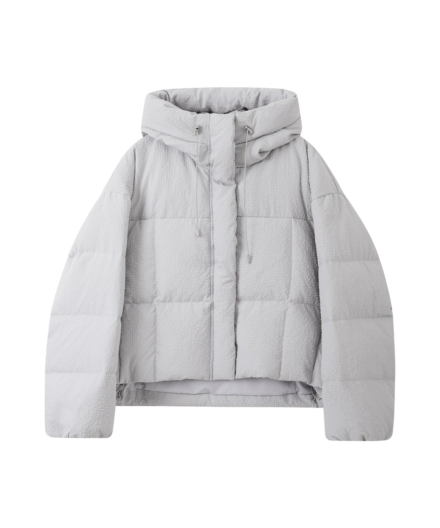 Textured Crinkle Hooded Short Down Jacket