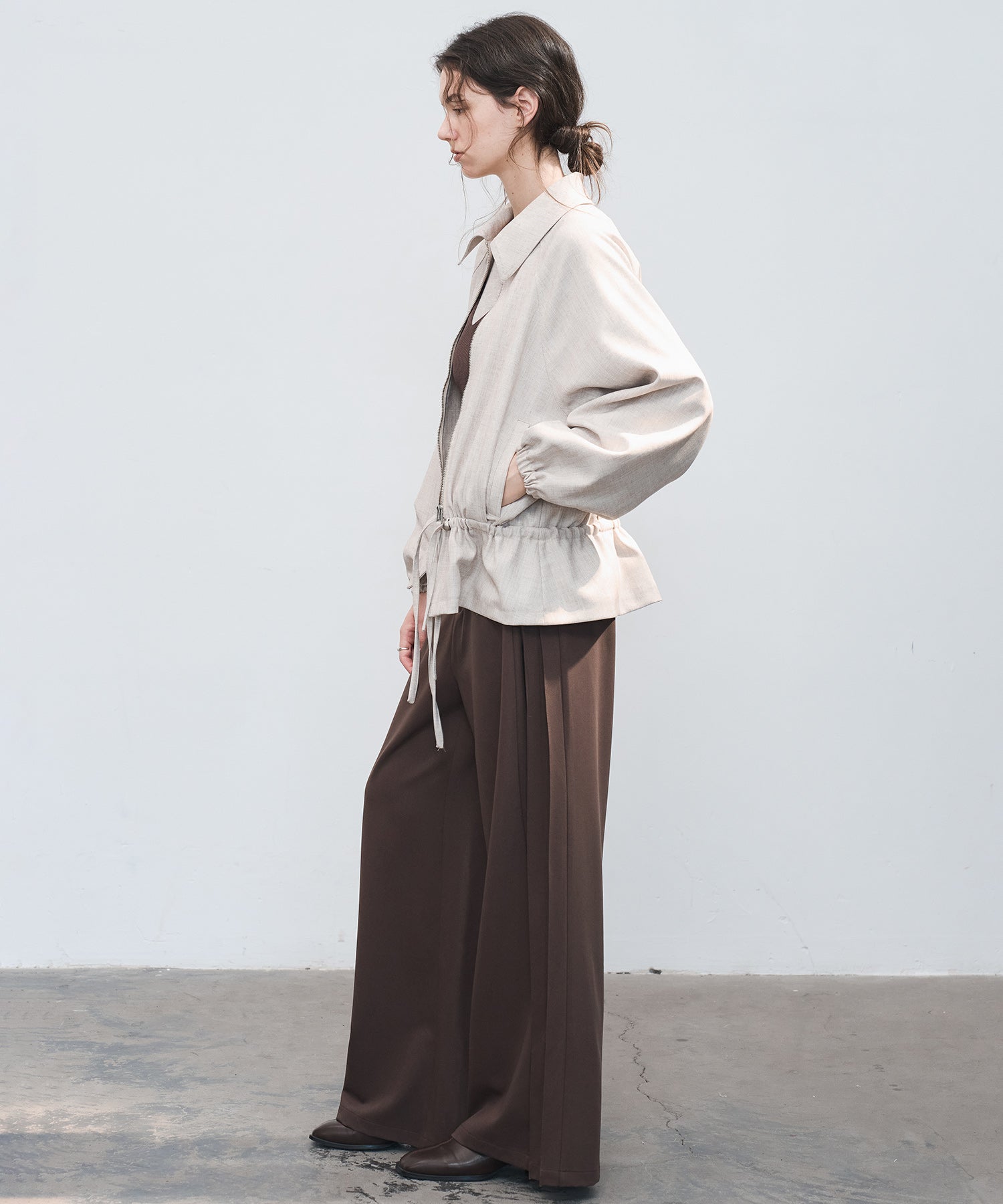 Accordion Pleat Wide-Leg Trousers