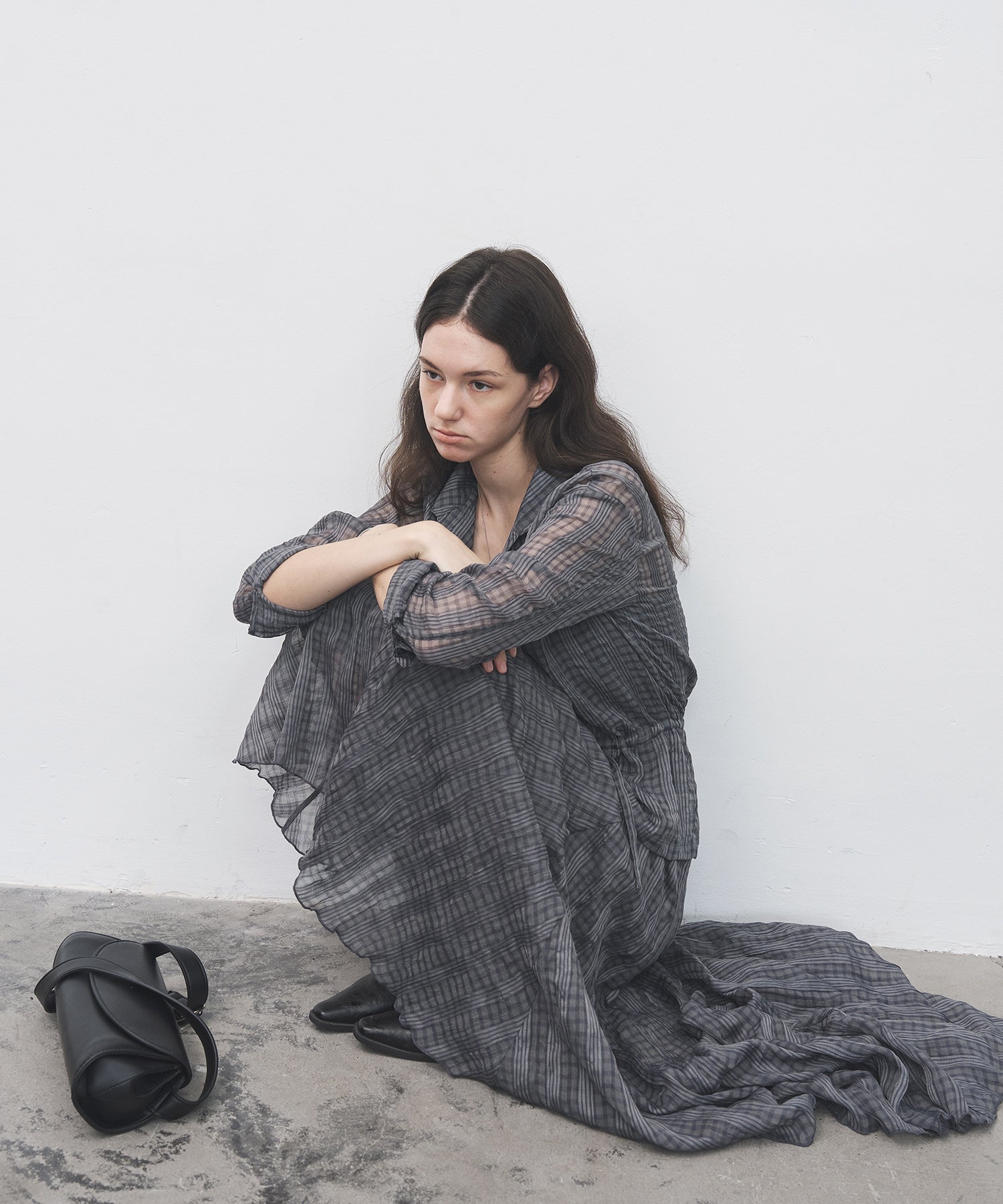 Drawstring Crinkled Check Shirt Jacket – Oversized Fit
