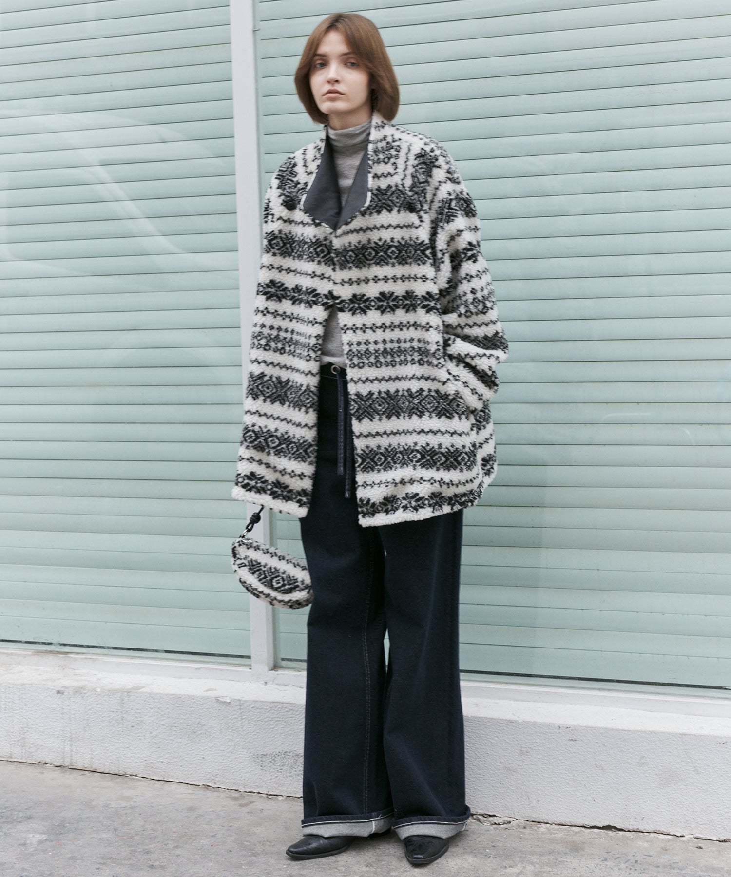 Fair Isle Relaxed Fit Fleece Jacket