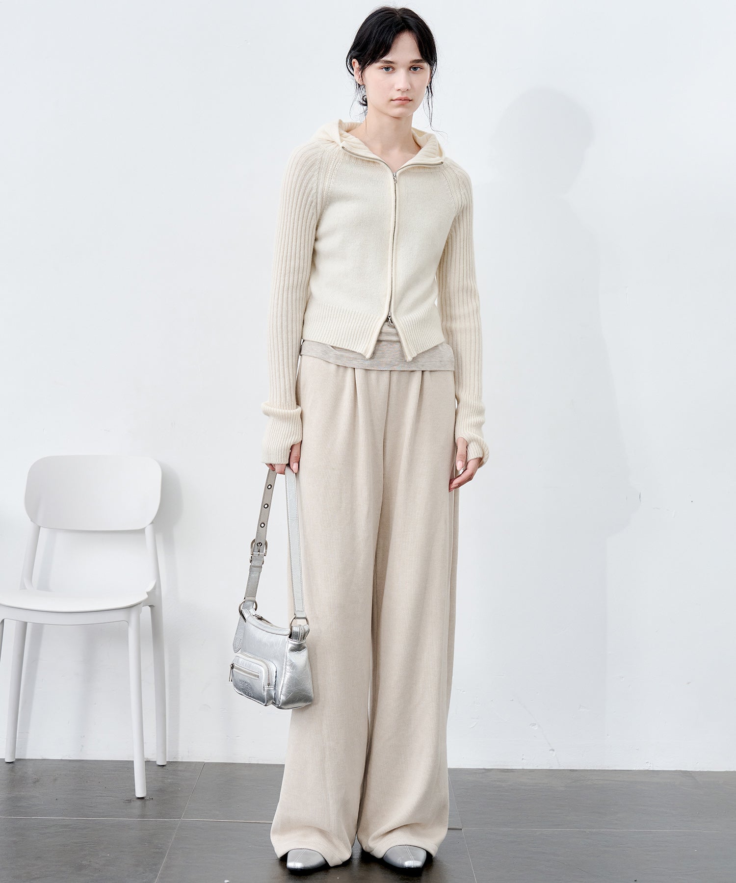 Knit Fleece Drawstring Wide Pants