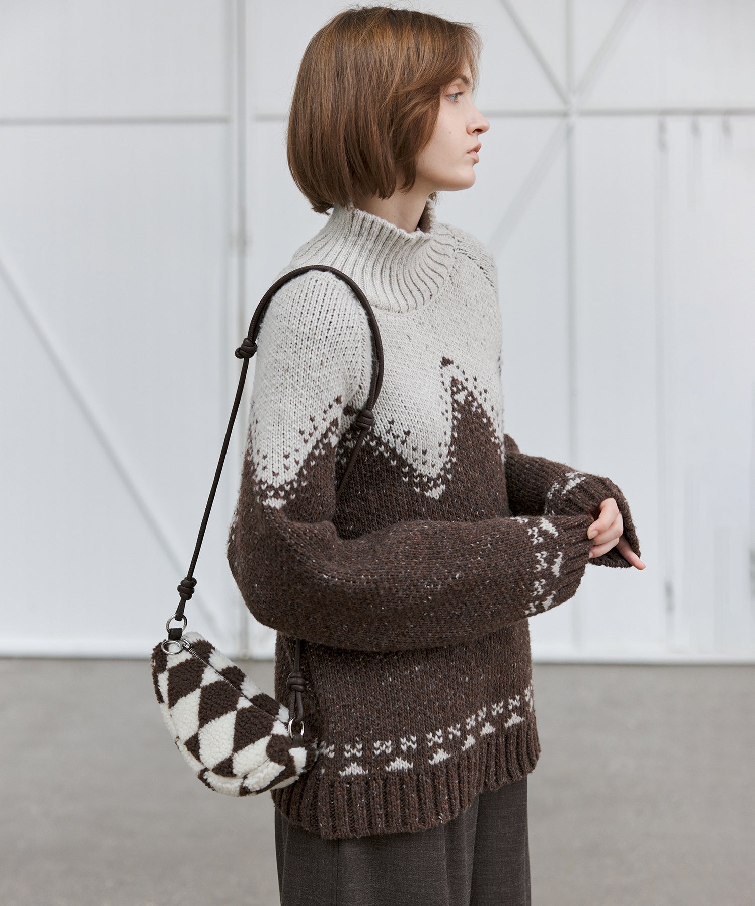 Totem Pattern Heavyweight Jacquard Turtleneck Sweater