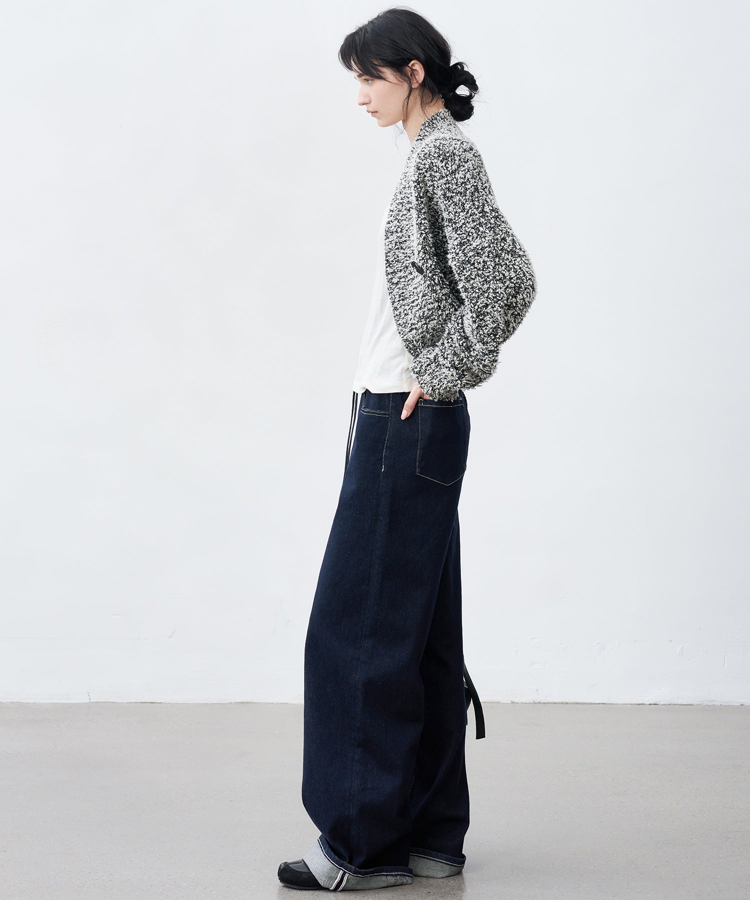 Drawstring Straight Washed Denim Pants