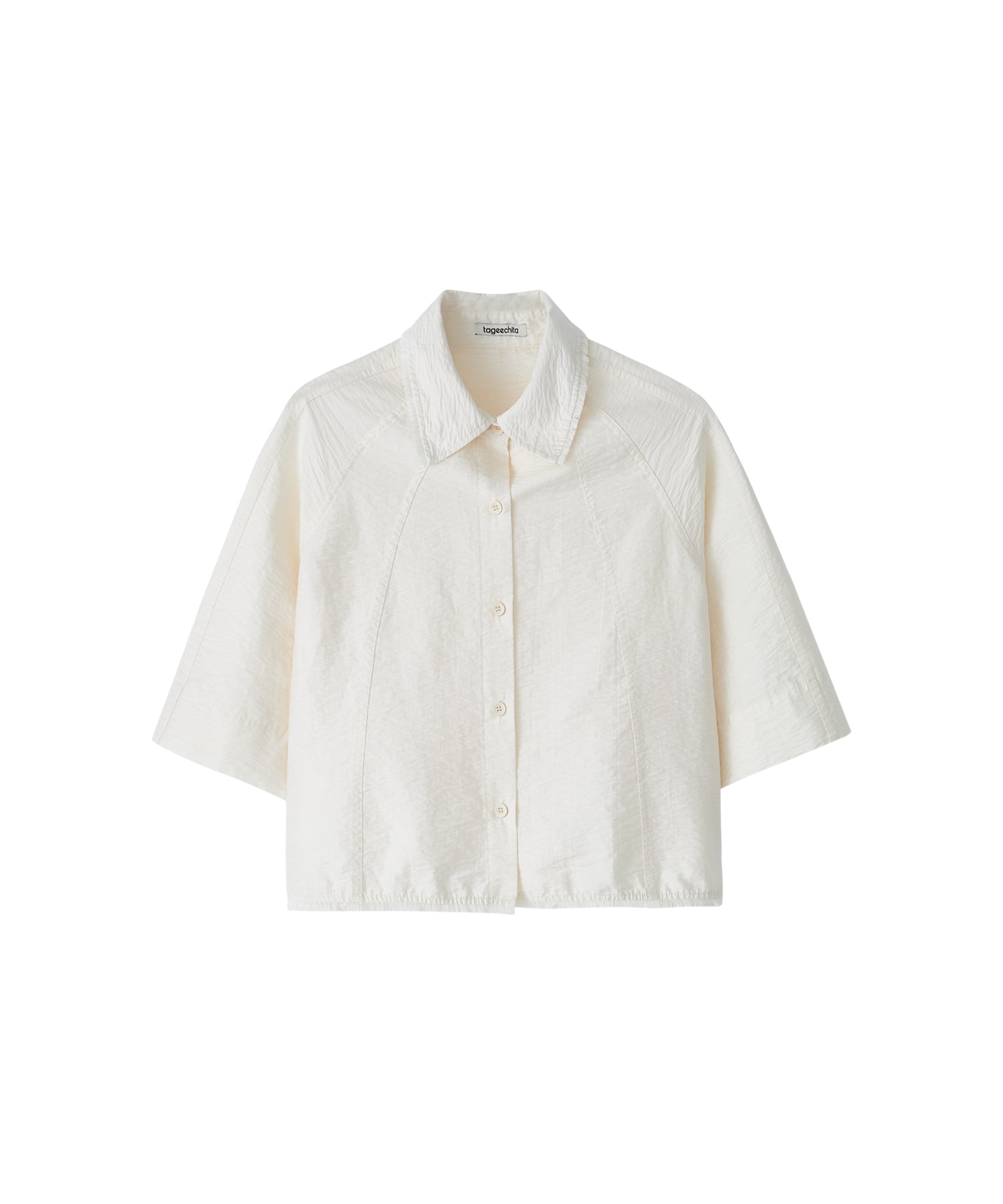 Artisanal Texture Shirt with Fringe Design – 5-Sleeve Raglan Style