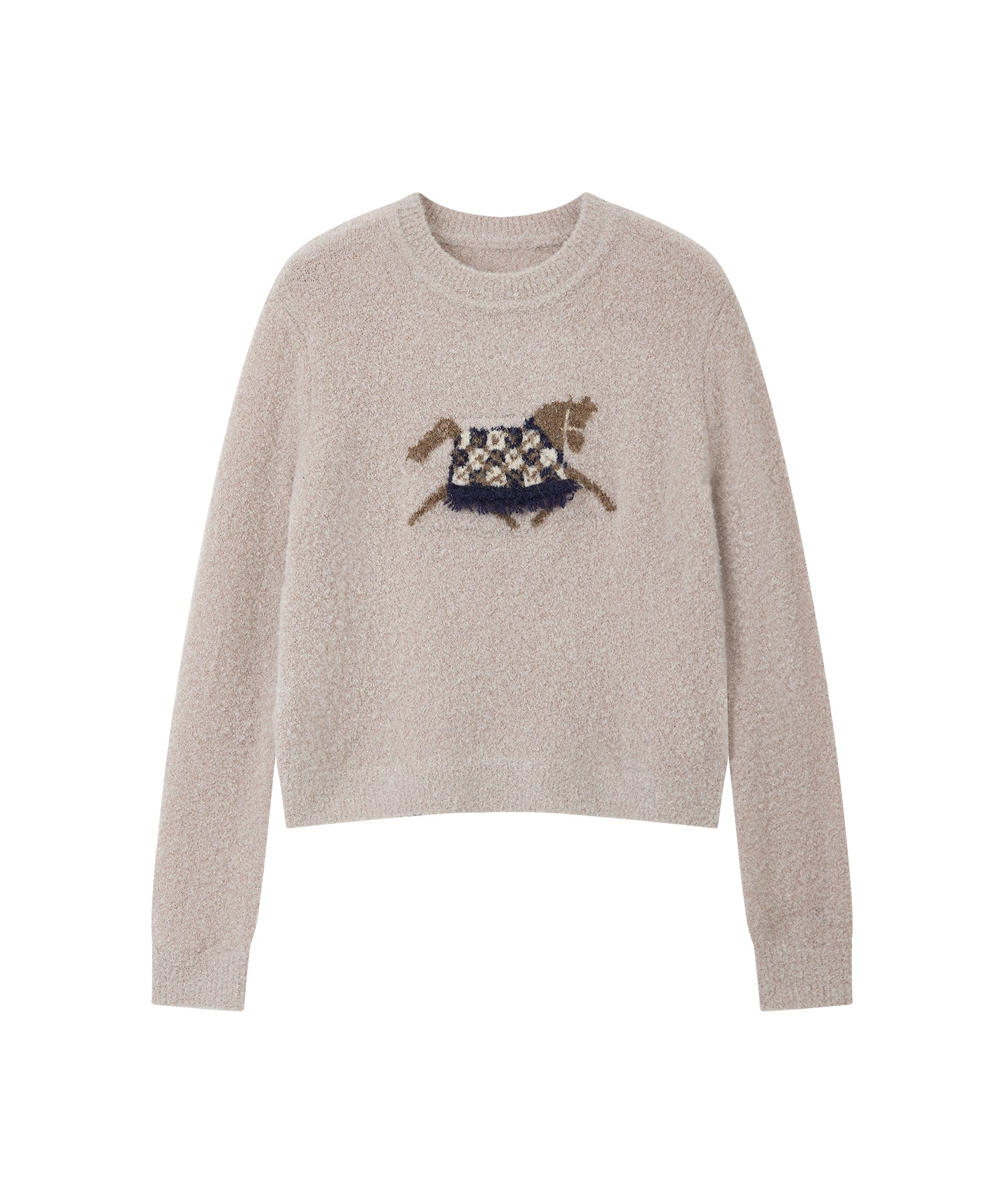 Pony Jacquard Crewneck Knit Sweater