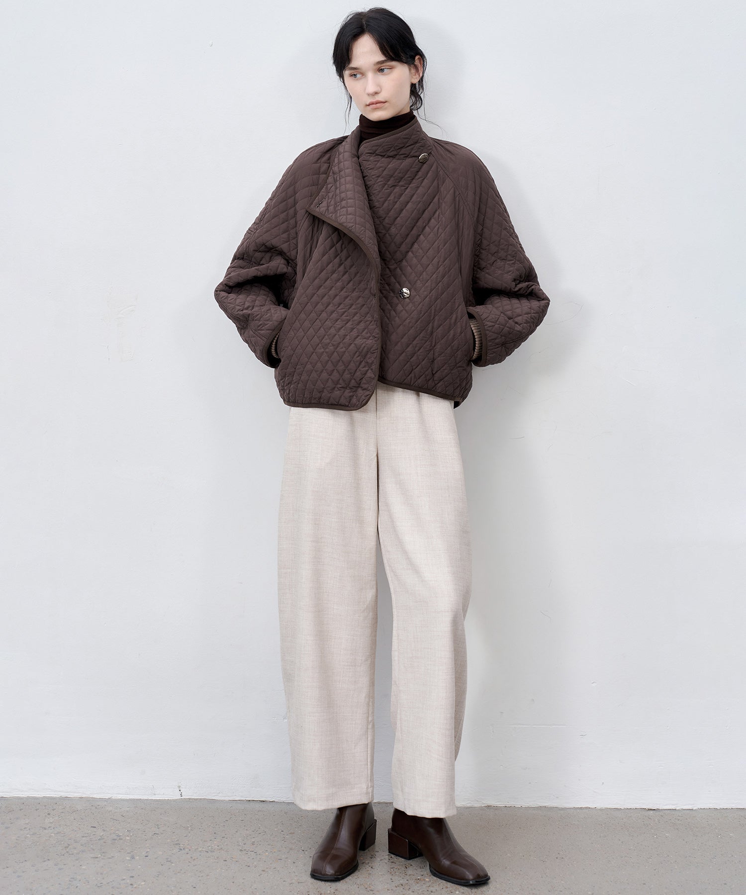 Asym Collar Quilted Padded Jacket