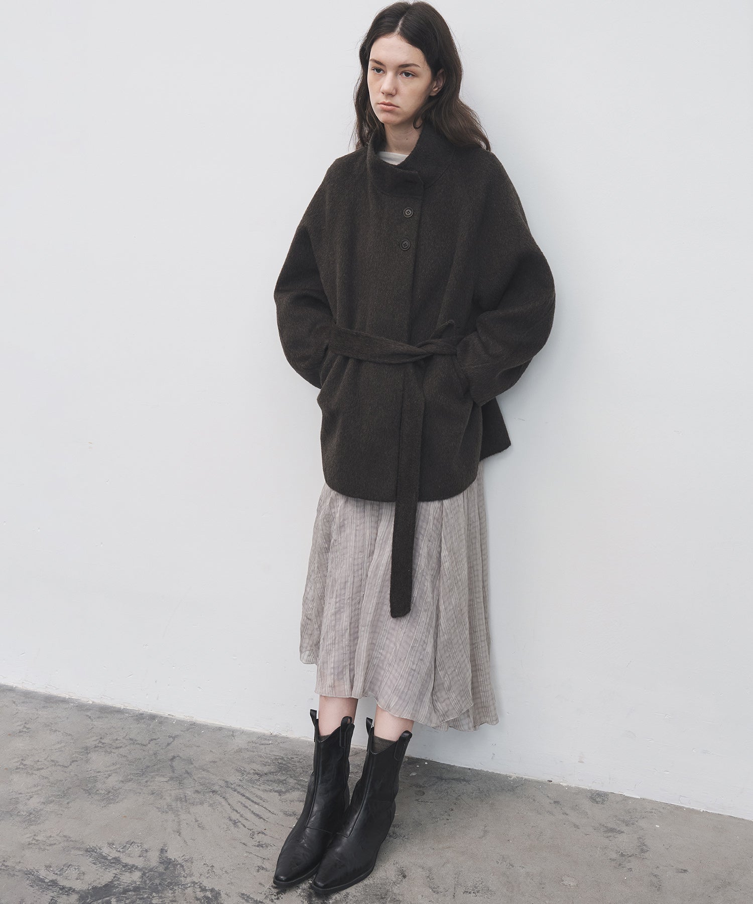 Asymmetric Hem Crinkled Check Midi Skirt – A-Line Silhouette