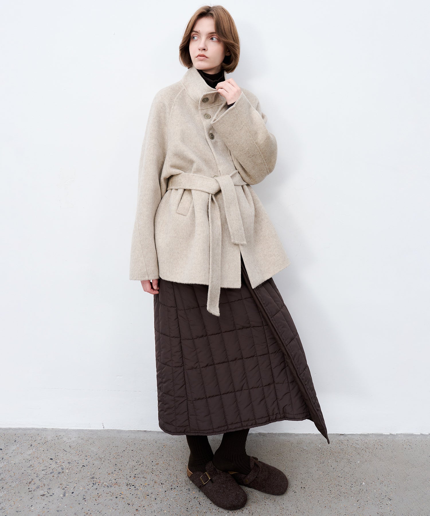 Wool Stand Collar Short Coat