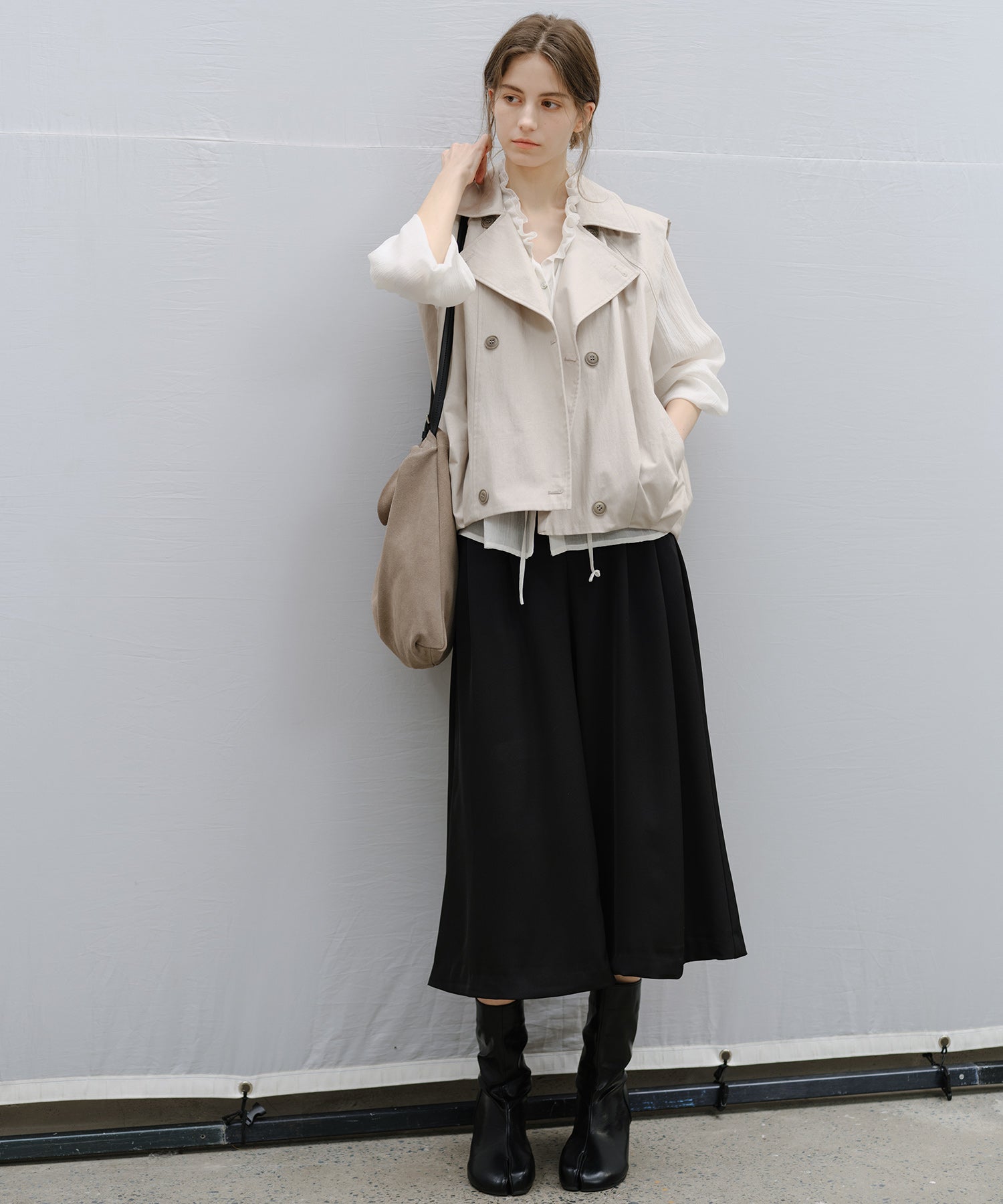 Wide-Leg Culotte Slacks