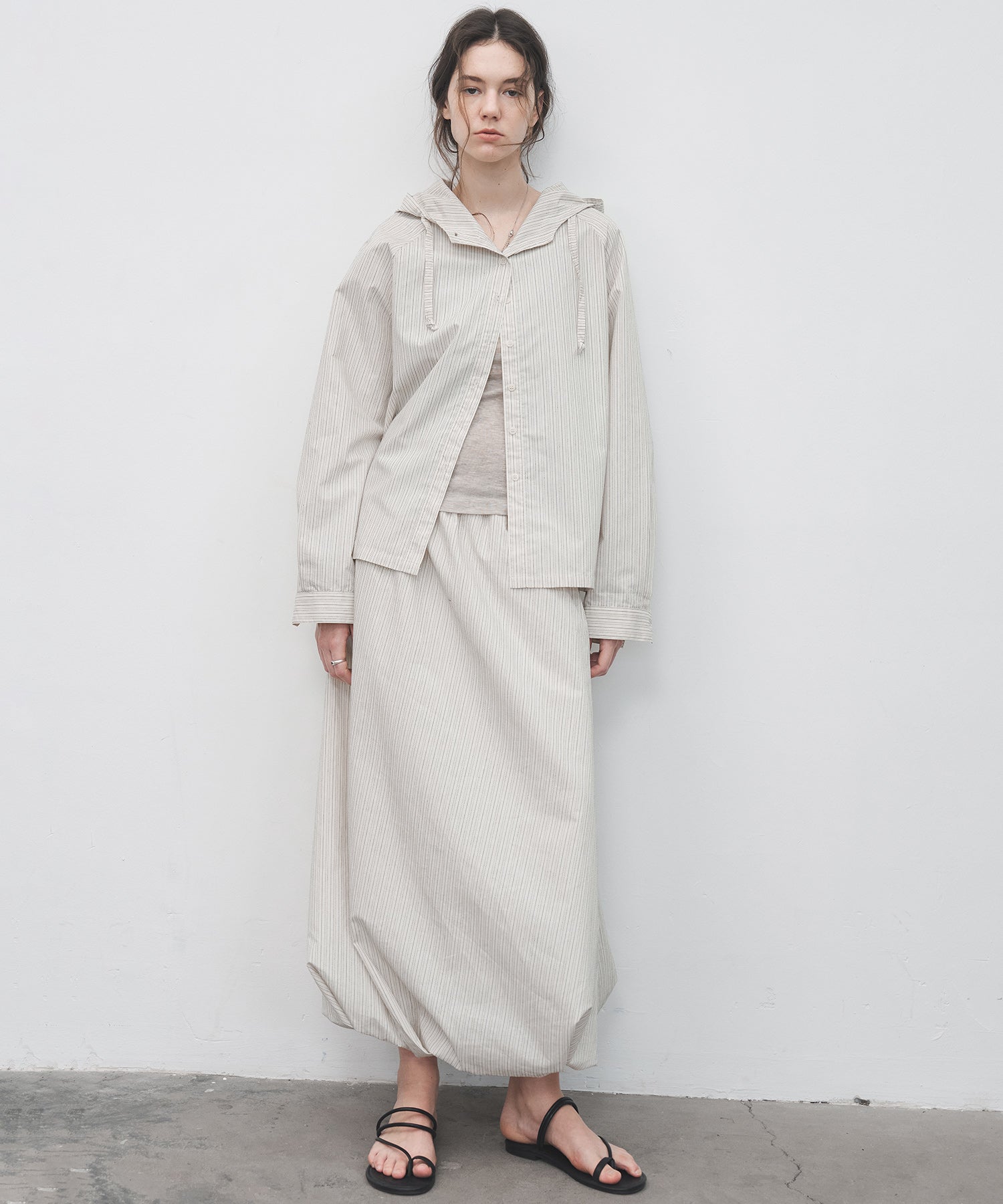 Striped Hooded Shirt Jacket – Drawstring & Relaxed Fit