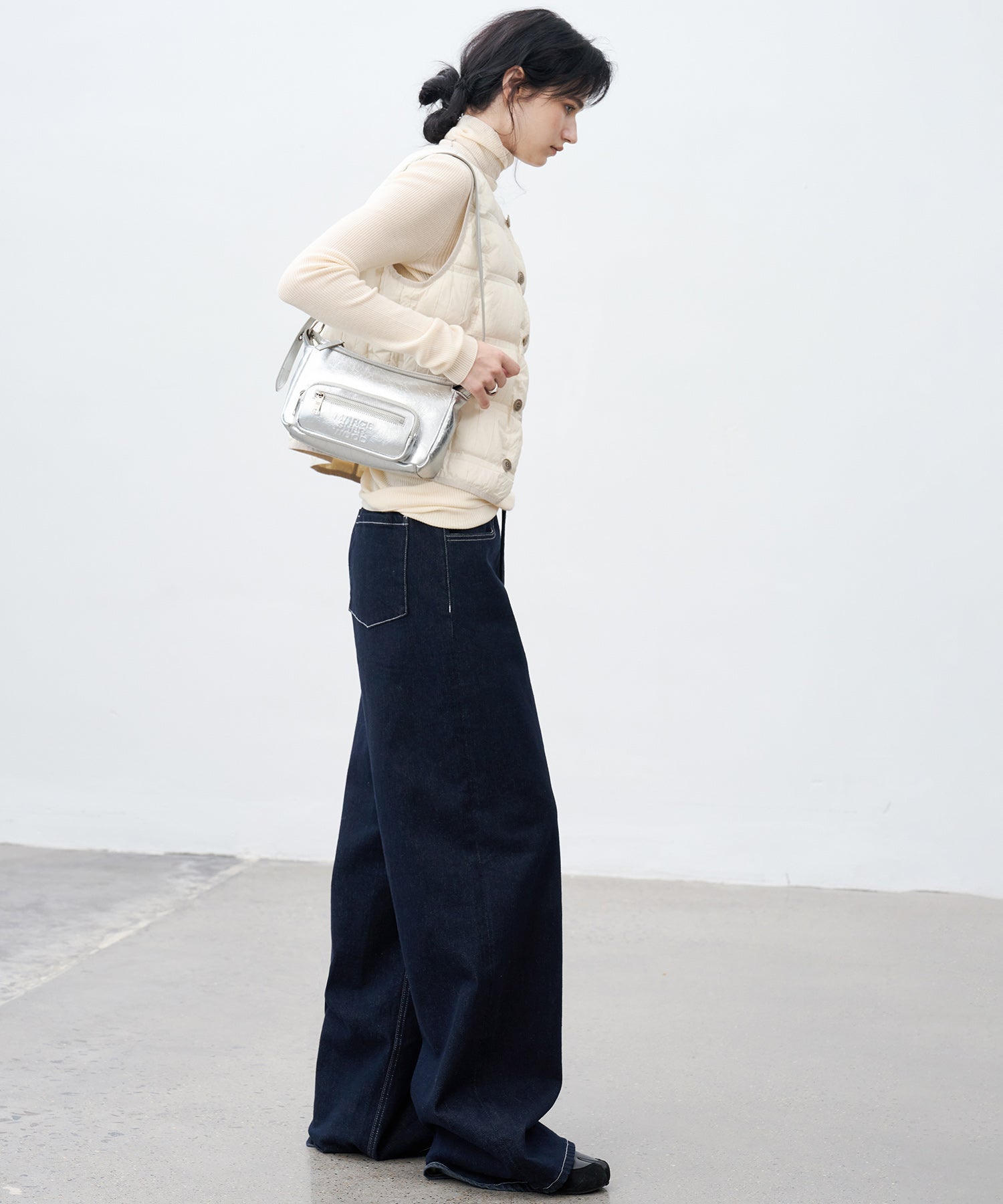 Drawstring Straight Washed Denim Pants