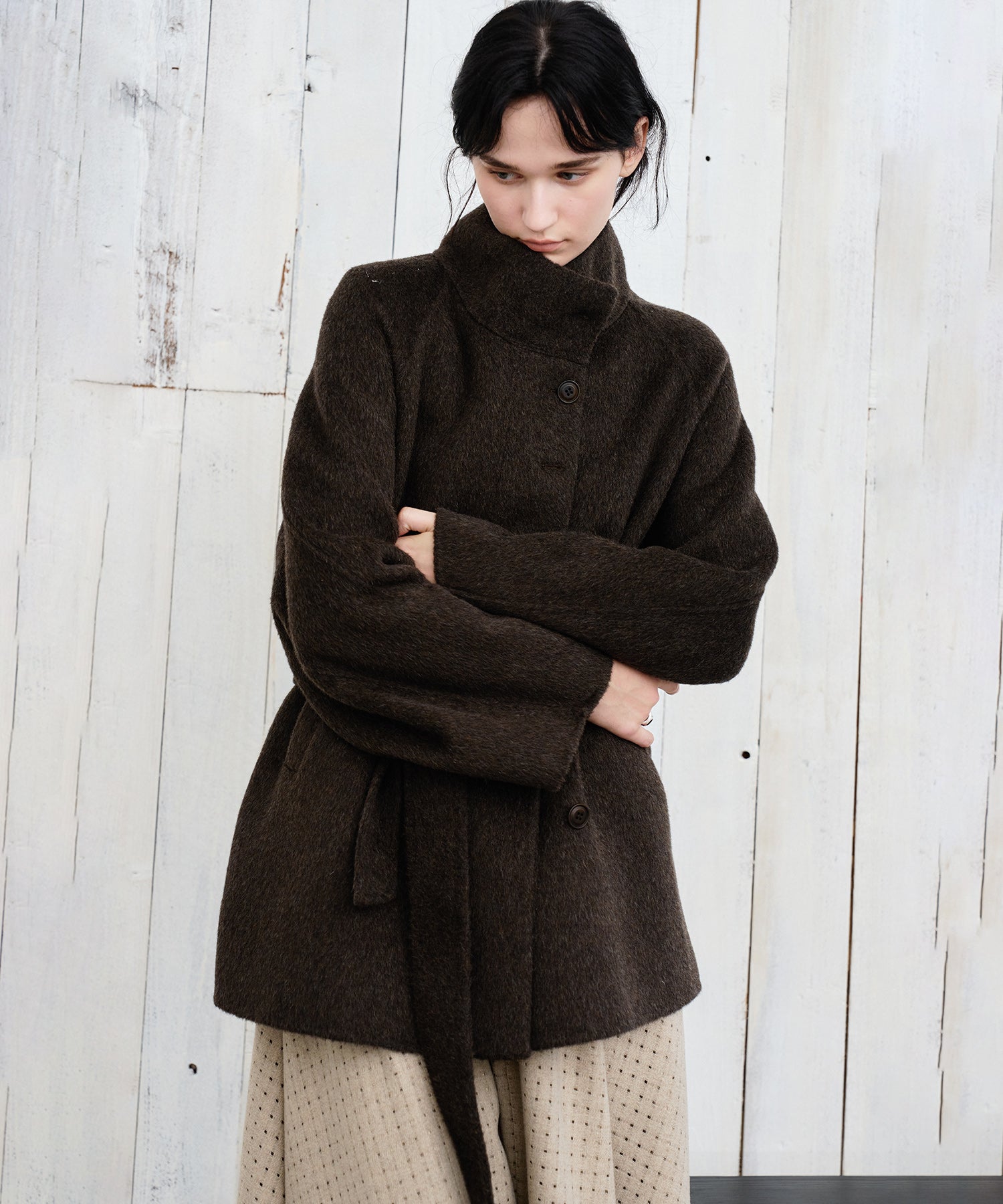 Wool Stand Collar Short Coat