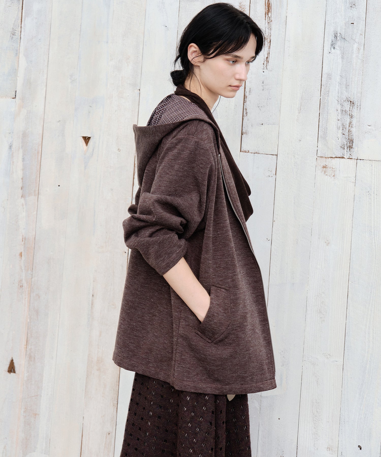 Plaid Double-Sided Oversized Zip Hoodie