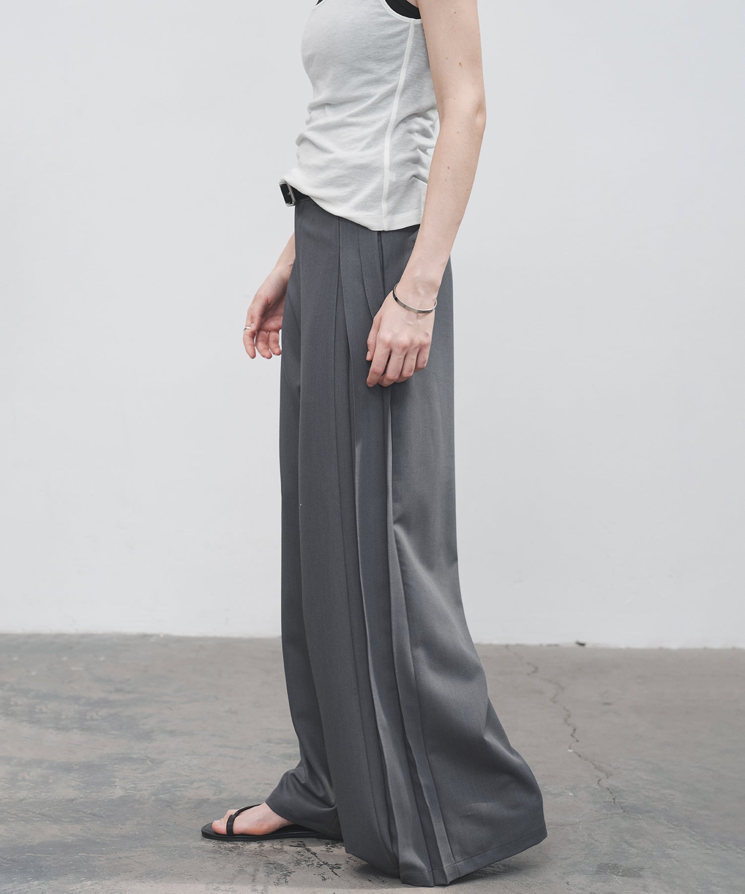 Accordion Pleat Wide-Leg Trousers