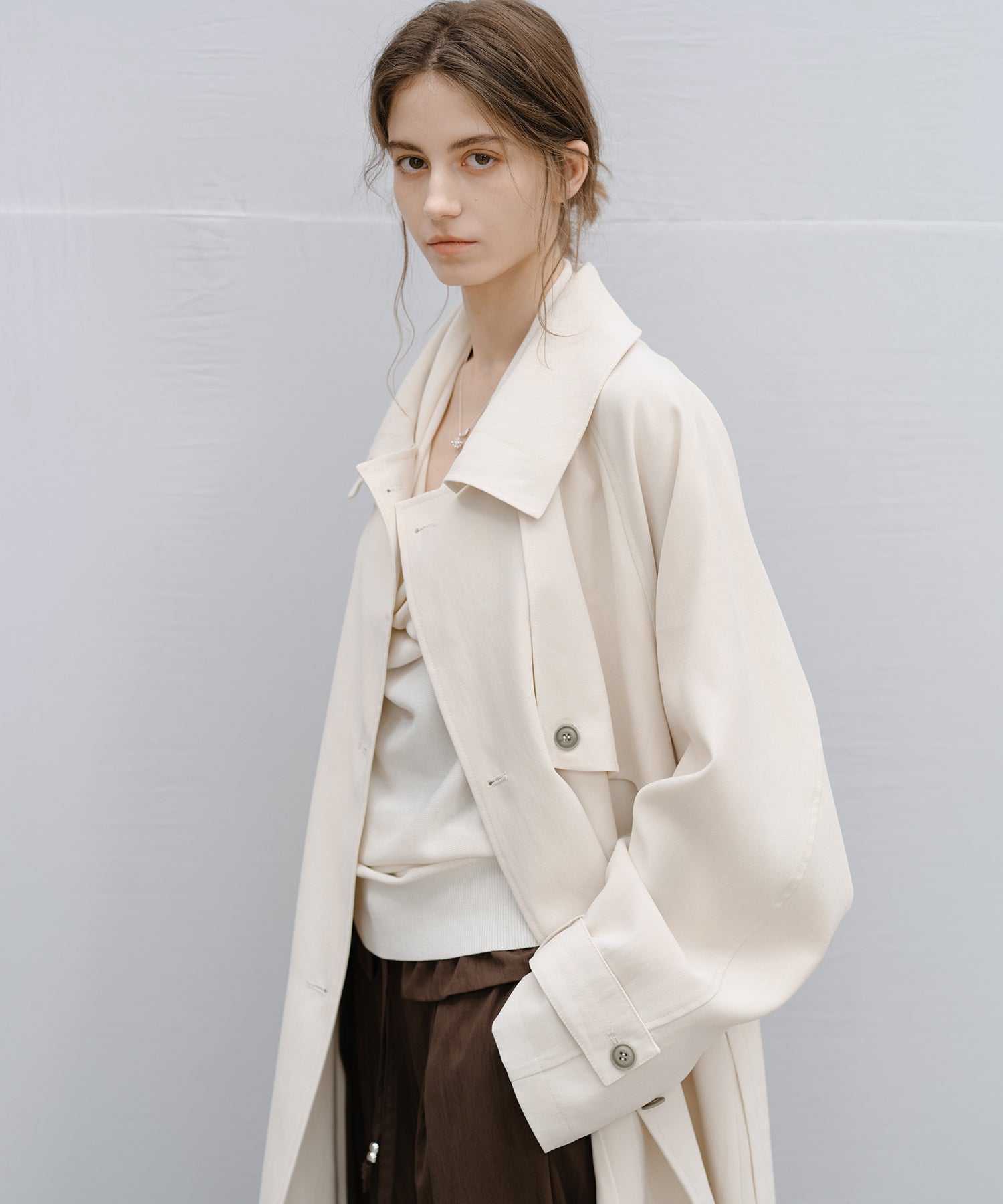 Stand Collar Belted Long Trench Coat