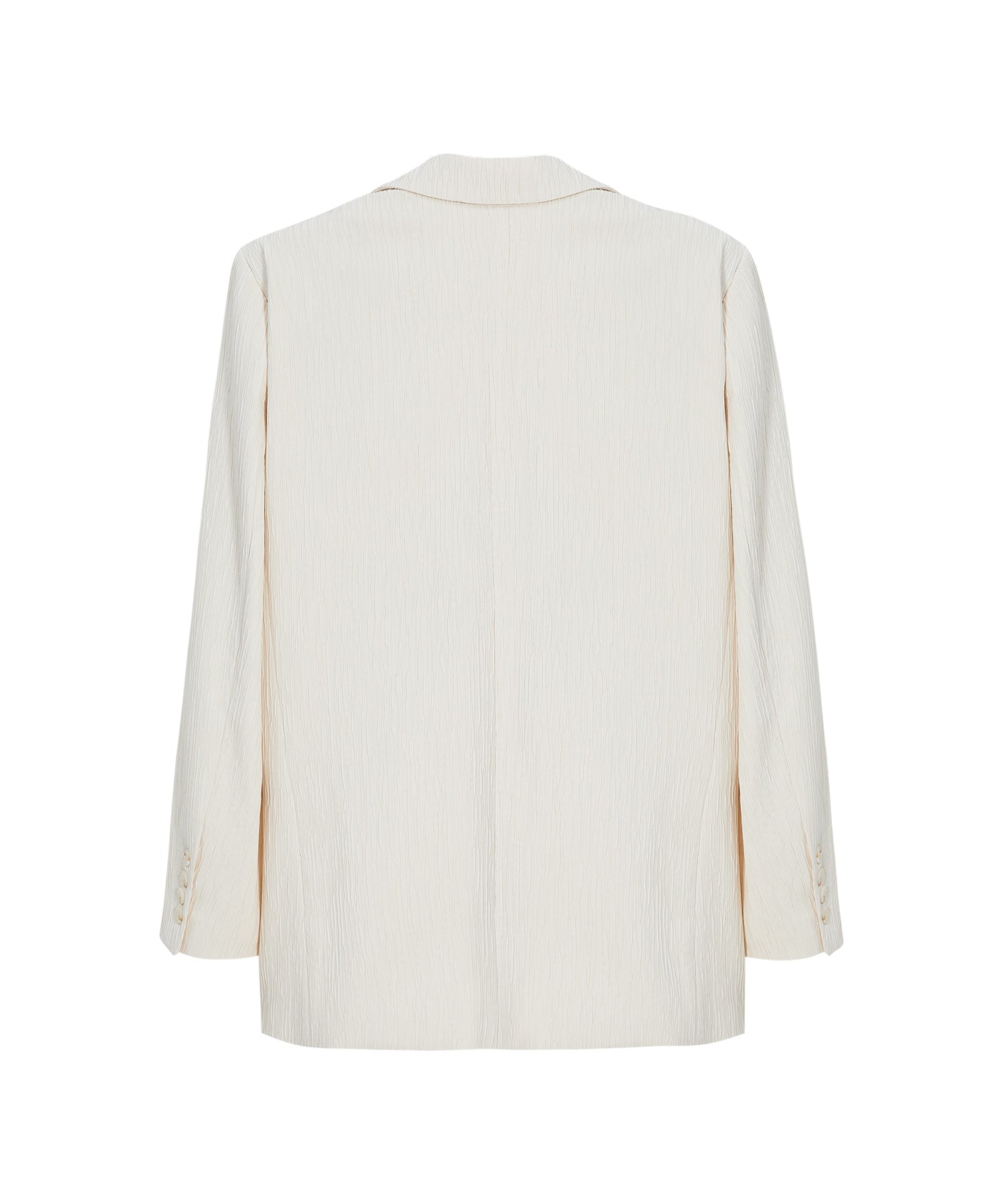 Crinkle Texture White Peak-Lapel Blazer(Shoulder Pads)
