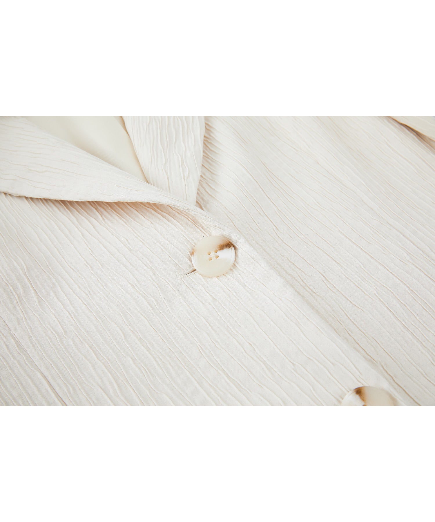 Crinkle Texture White Peak-Lapel Blazer(Shoulder Pads)