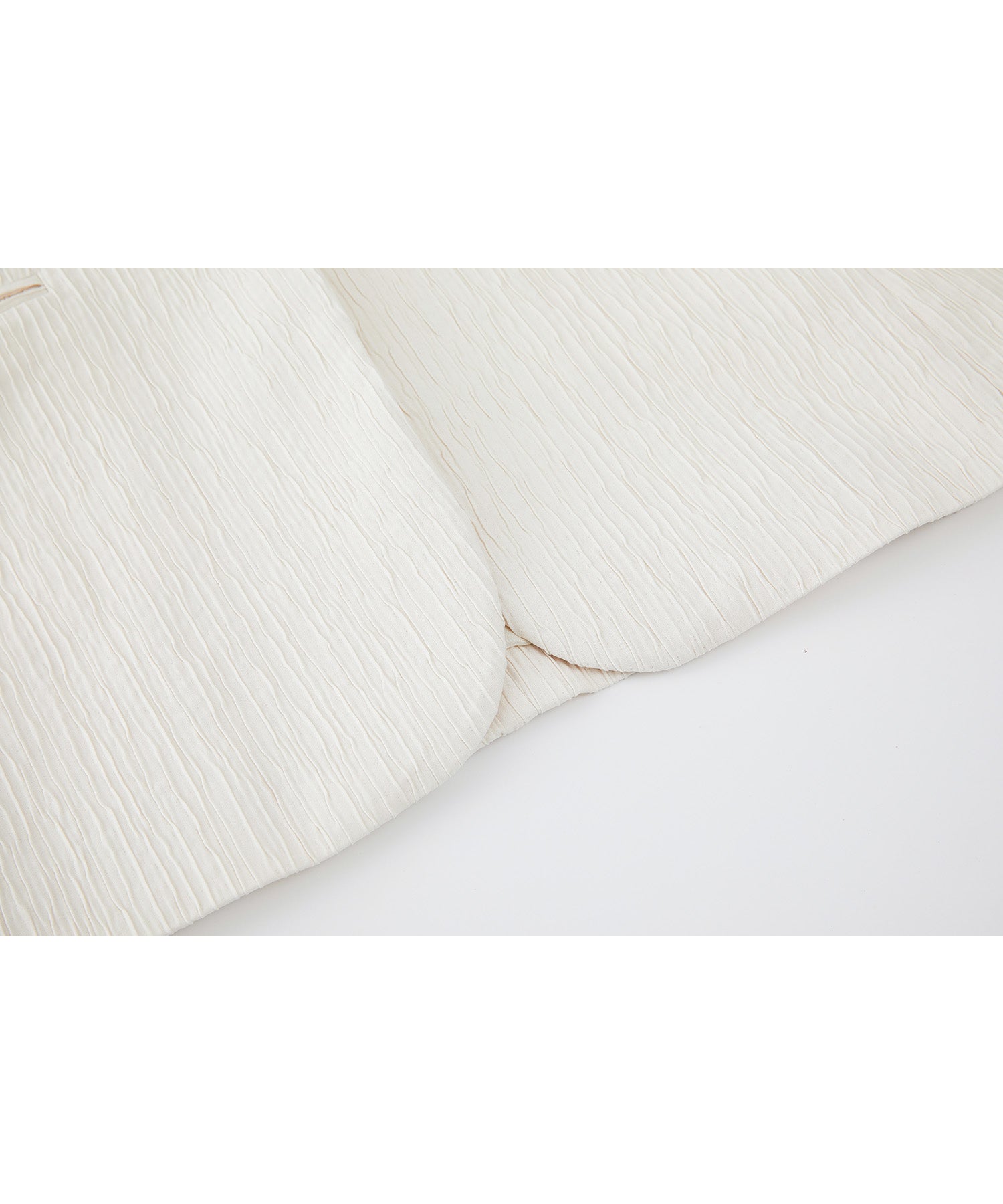 Crinkle Texture White Peak-Lapel Blazer(Shoulder Pads)