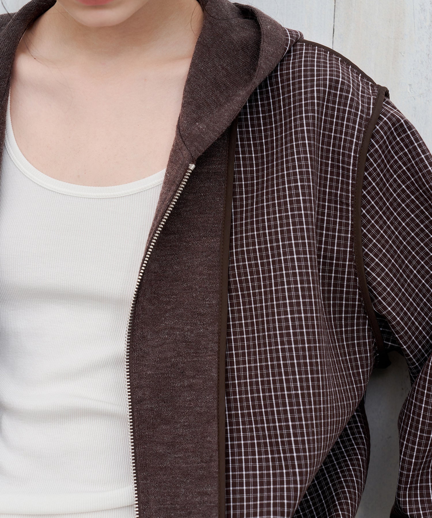 Plaid Double-Sided Oversized Zip Hoodie