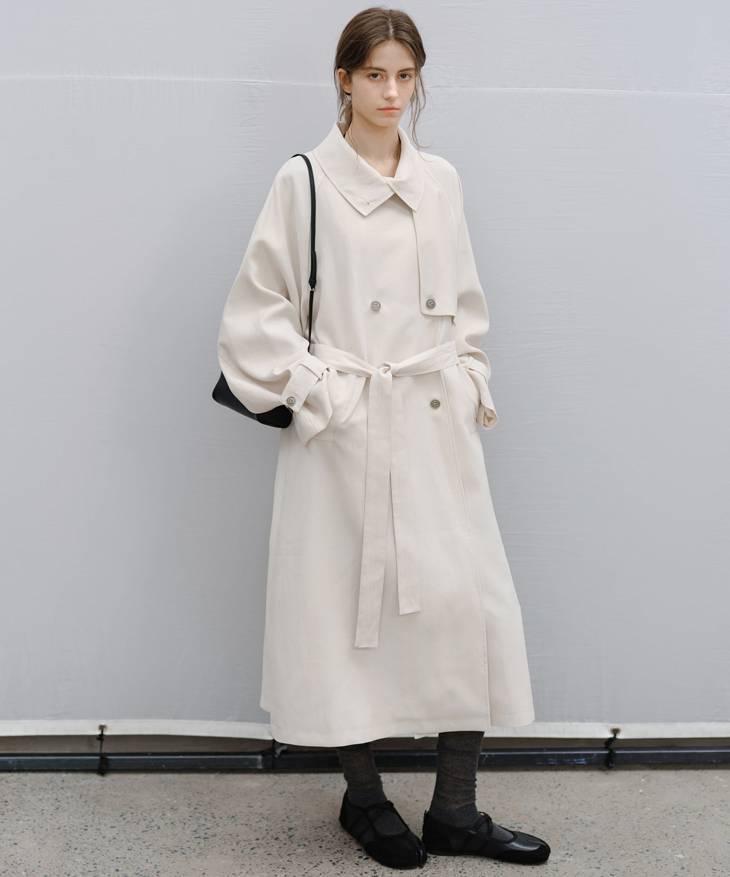 Stand Collar Belted Long Trench Coat