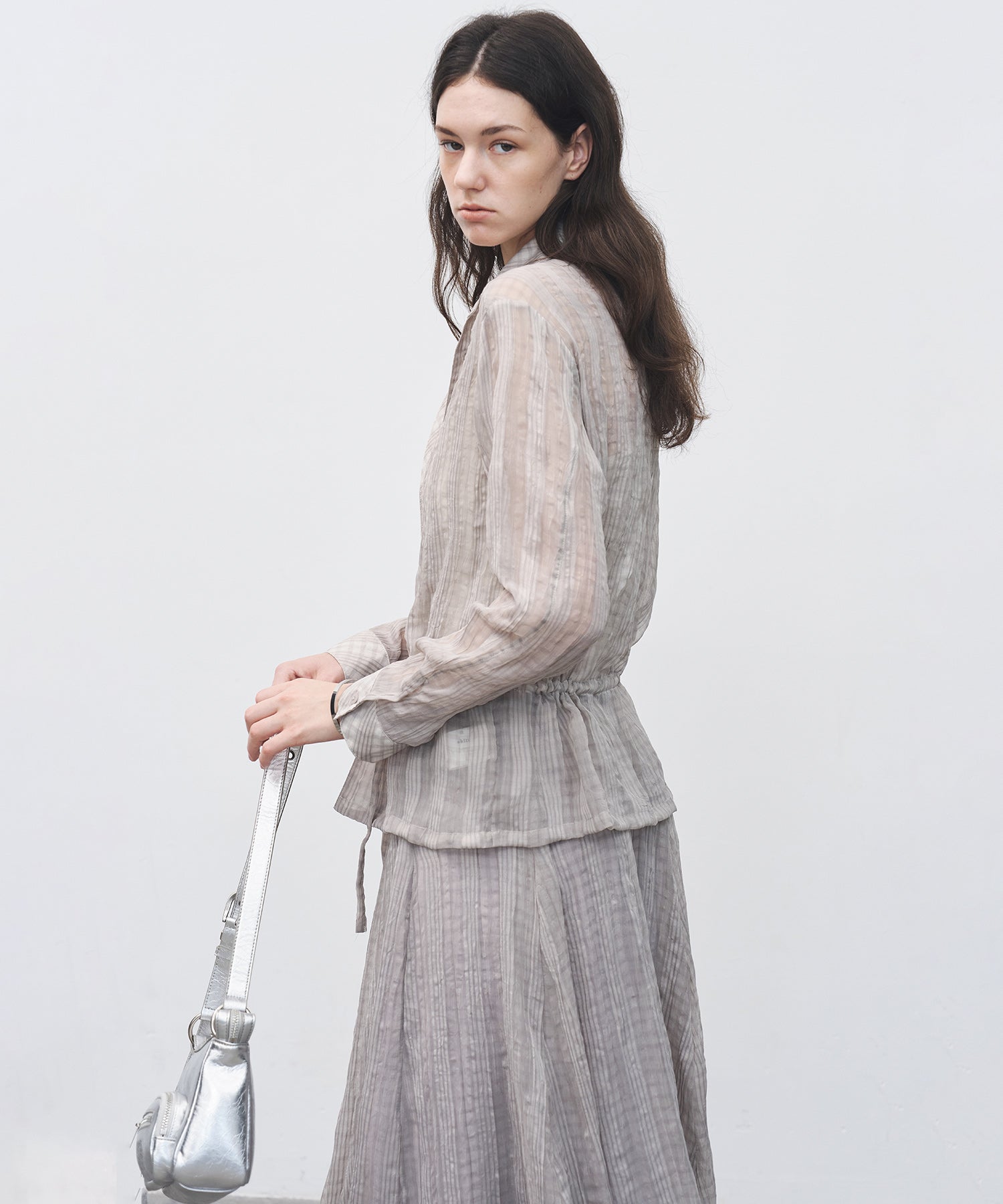 Drawstring Crinkled Check Shirt Jacket – Oversized Fit