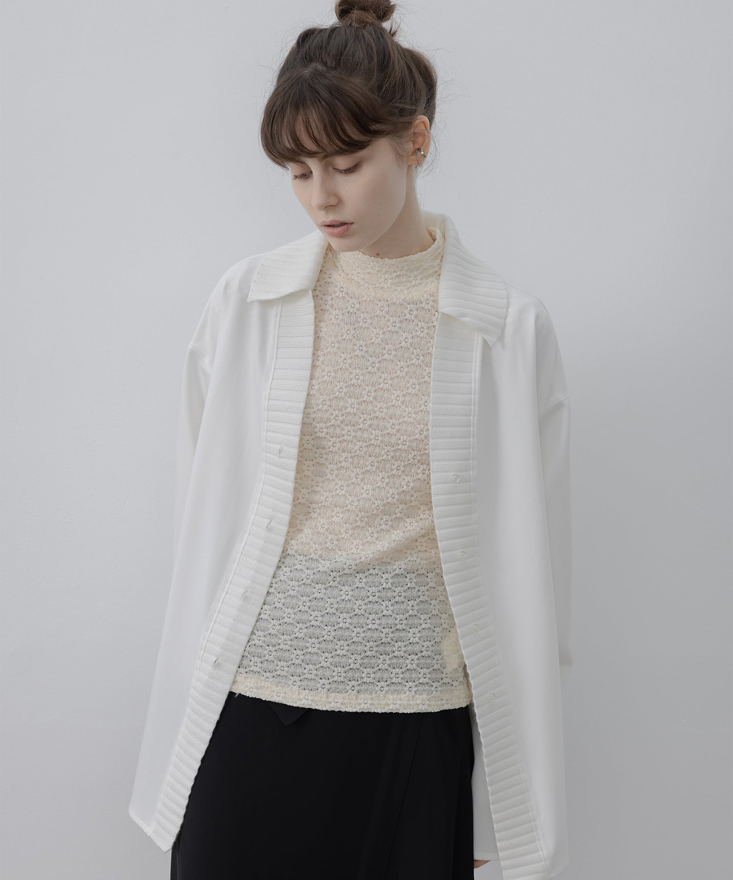 knit ribbed docking overshirt