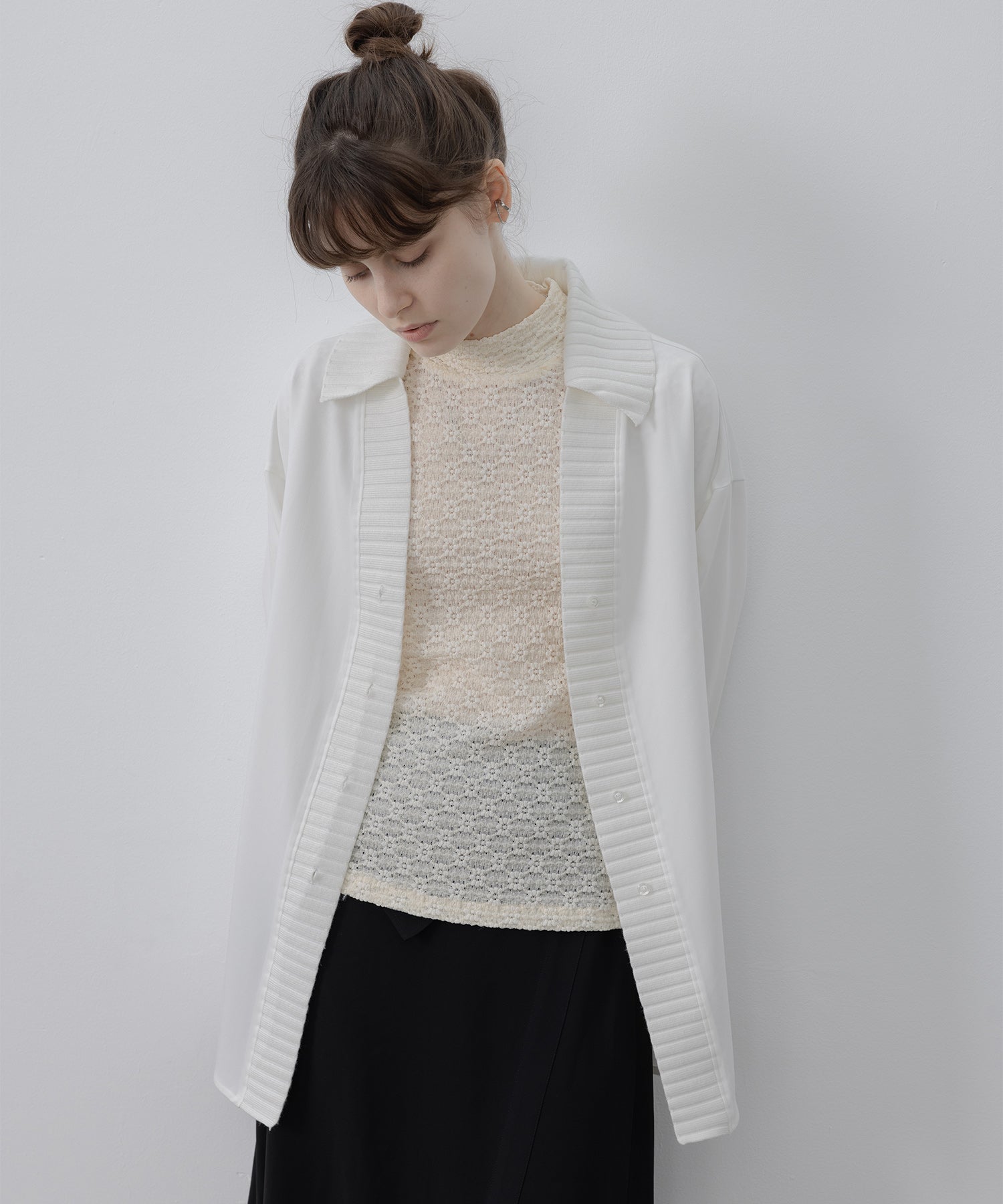 knit ribbed docking overshirt