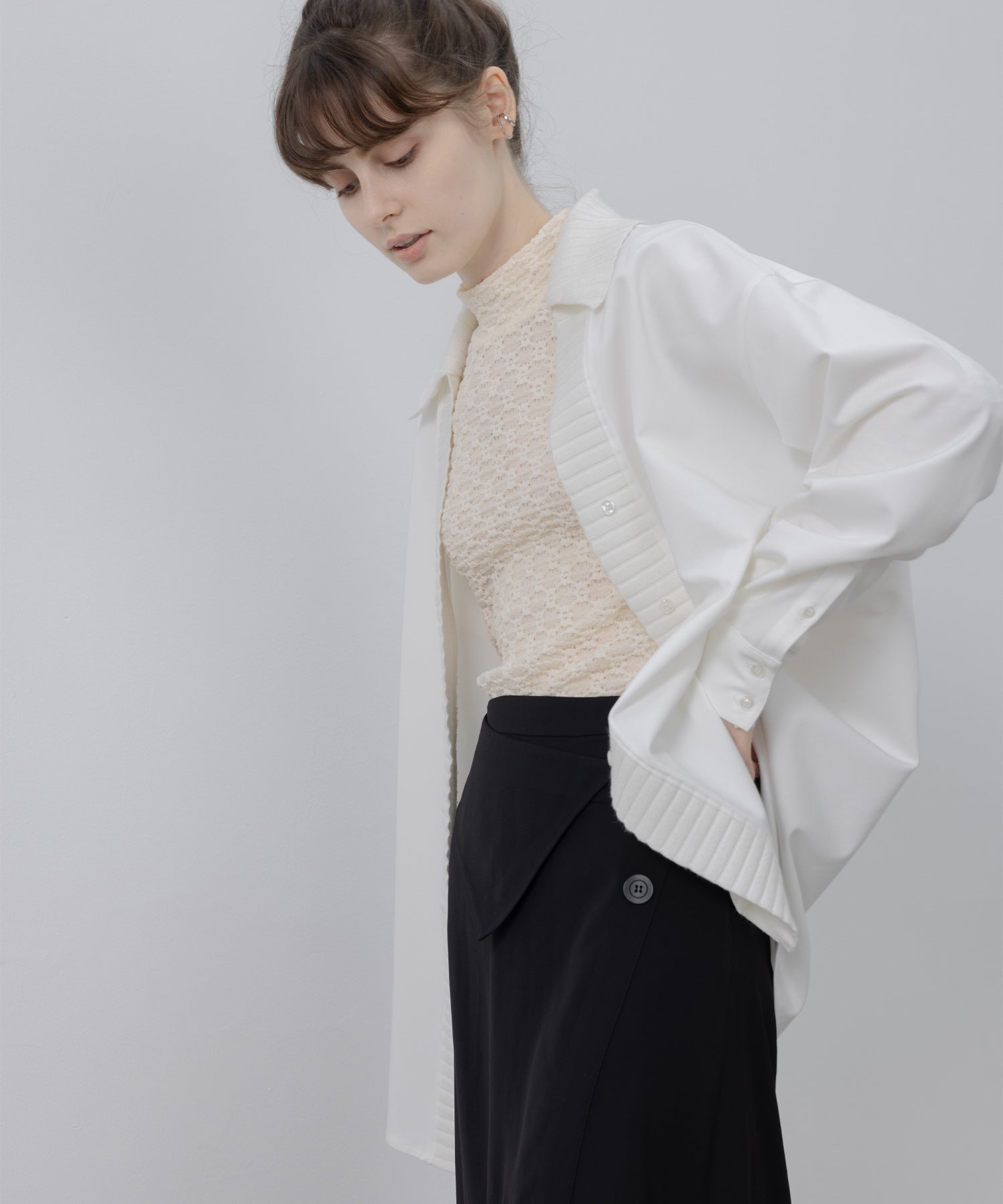 knit ribbed docking overshirt