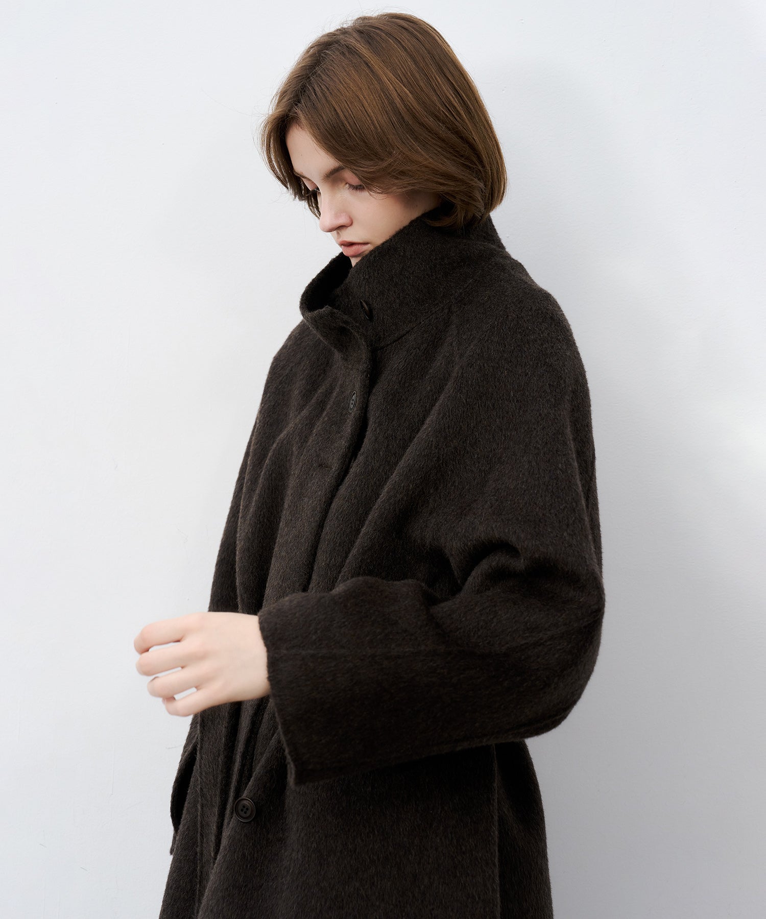 Wool Stand Collar Short Coat