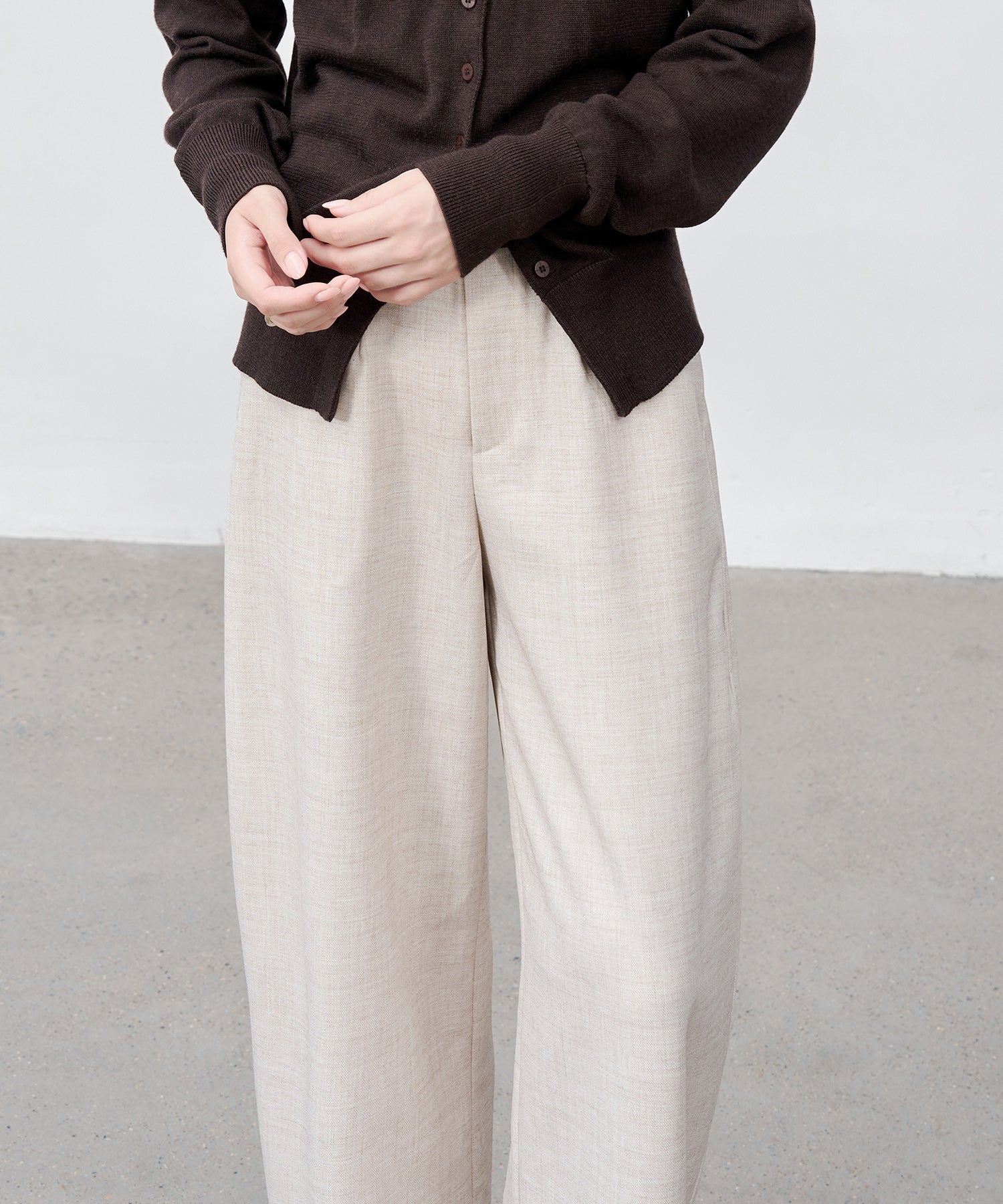 Thick Fabric Cropped Wide-Leg Pants