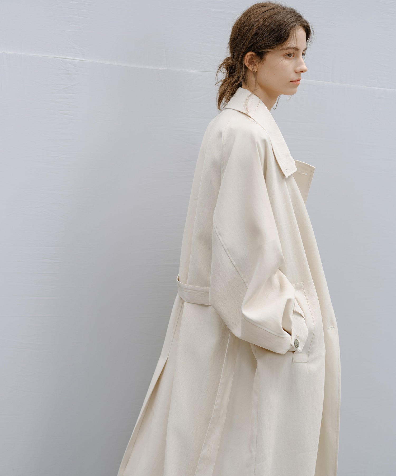 Stand Collar Belted Long Trench Coat