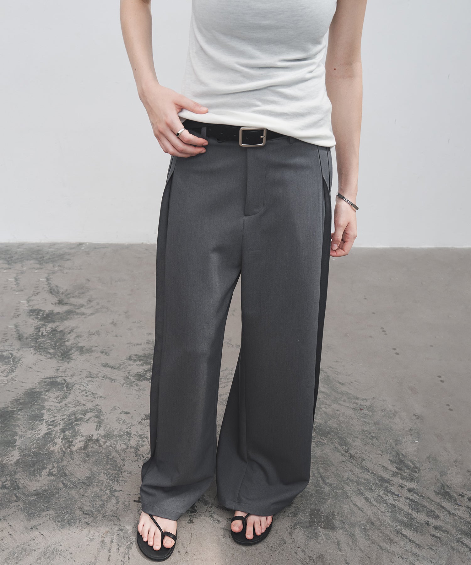 Accordion Pleat Wide-Leg Trousers