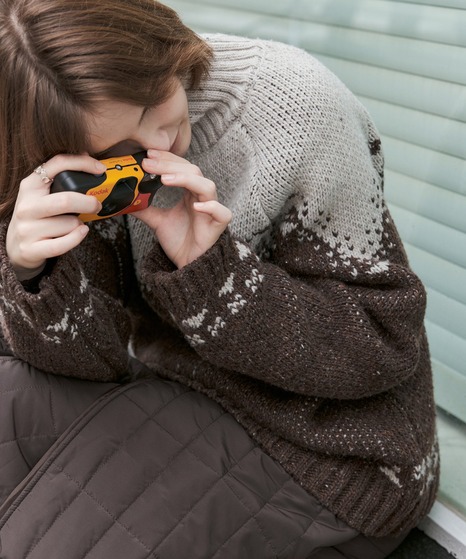 Totem Pattern Heavyweight Jacquard Turtleneck Sweater