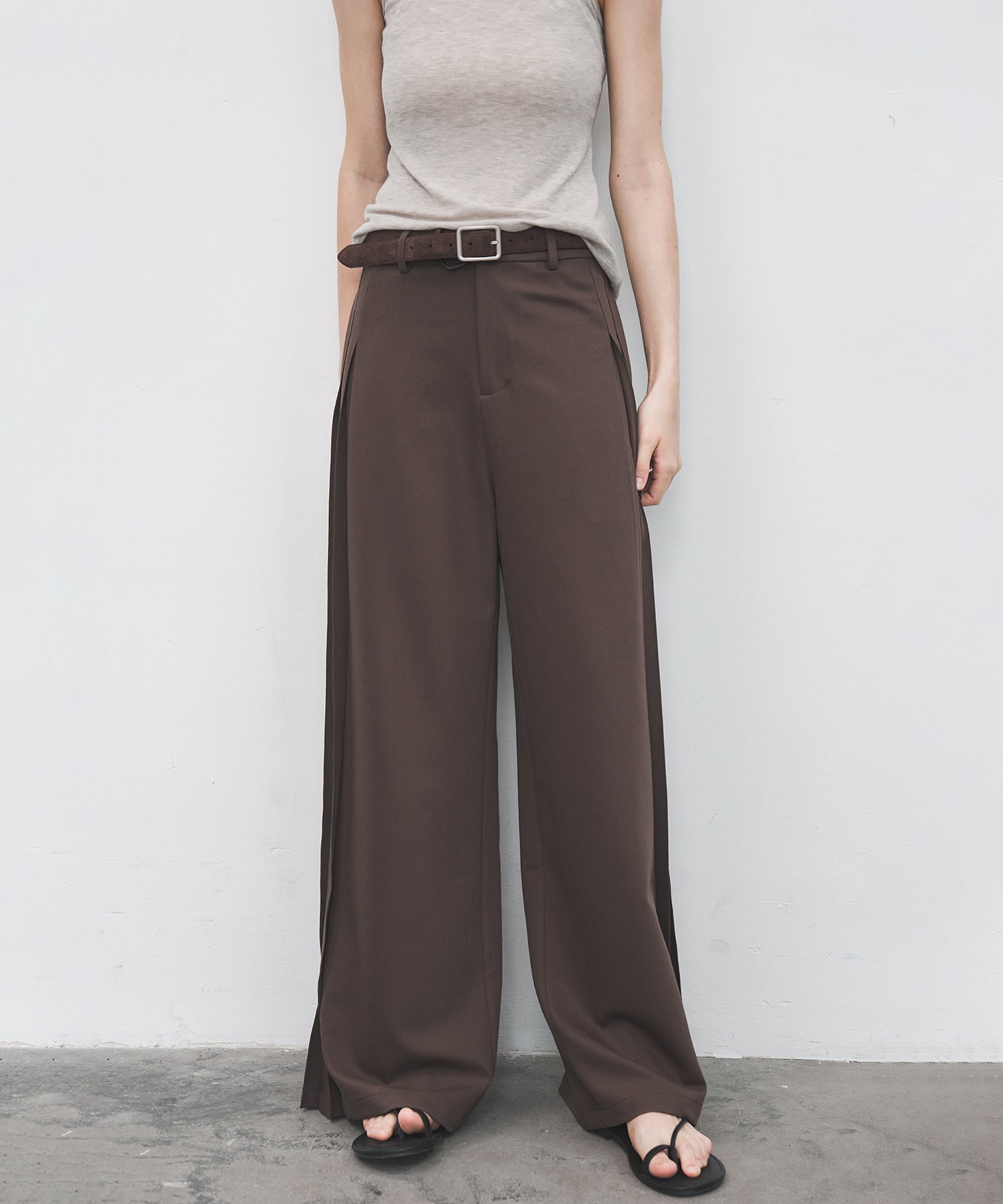Accordion Pleat Wide-Leg Trousers