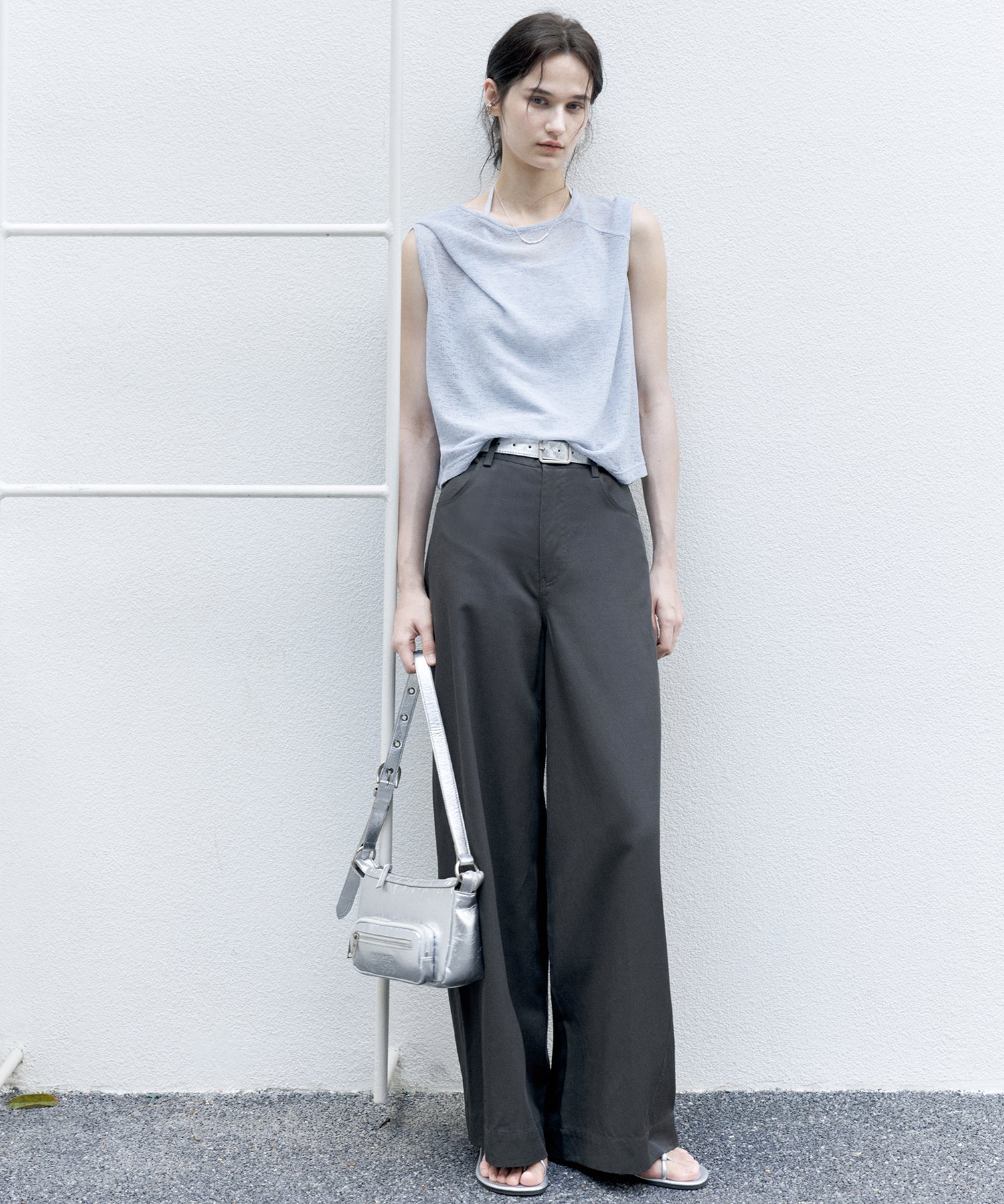 Asymmetric Neck Sheer Sleeveless tops – Relaxed Fit