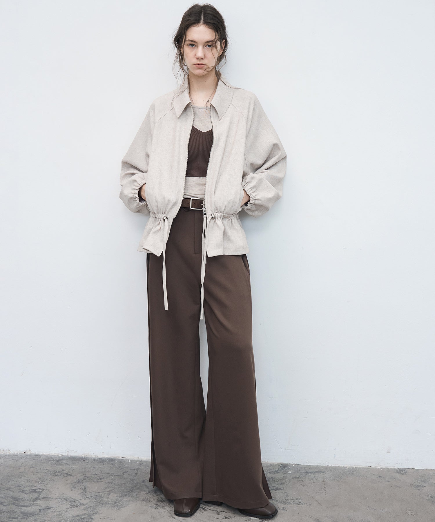 Accordion Pleat Wide-Leg Trousers