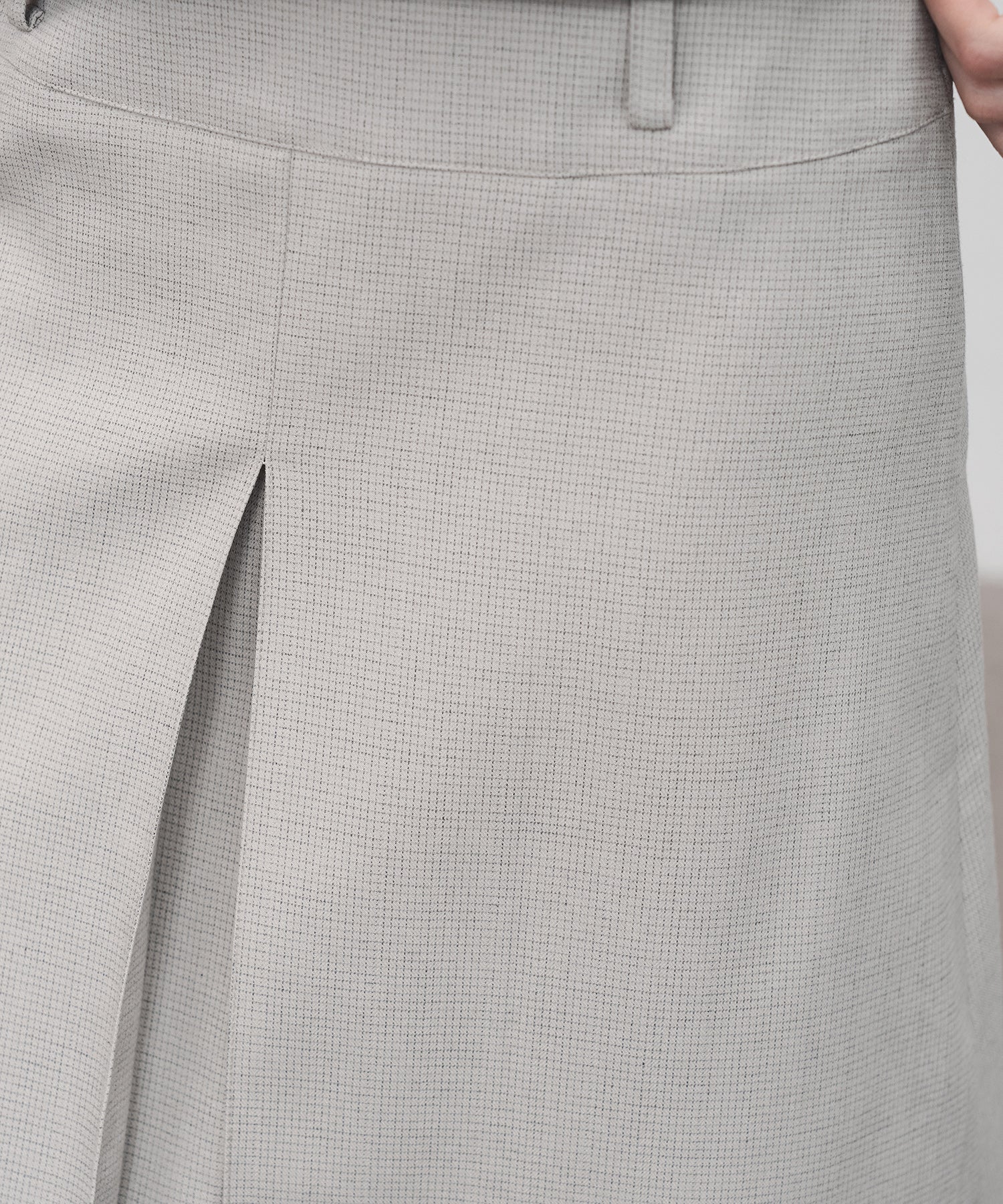 2-Way Pleated Suit Midi Skirt – High Waist A-Line Fit