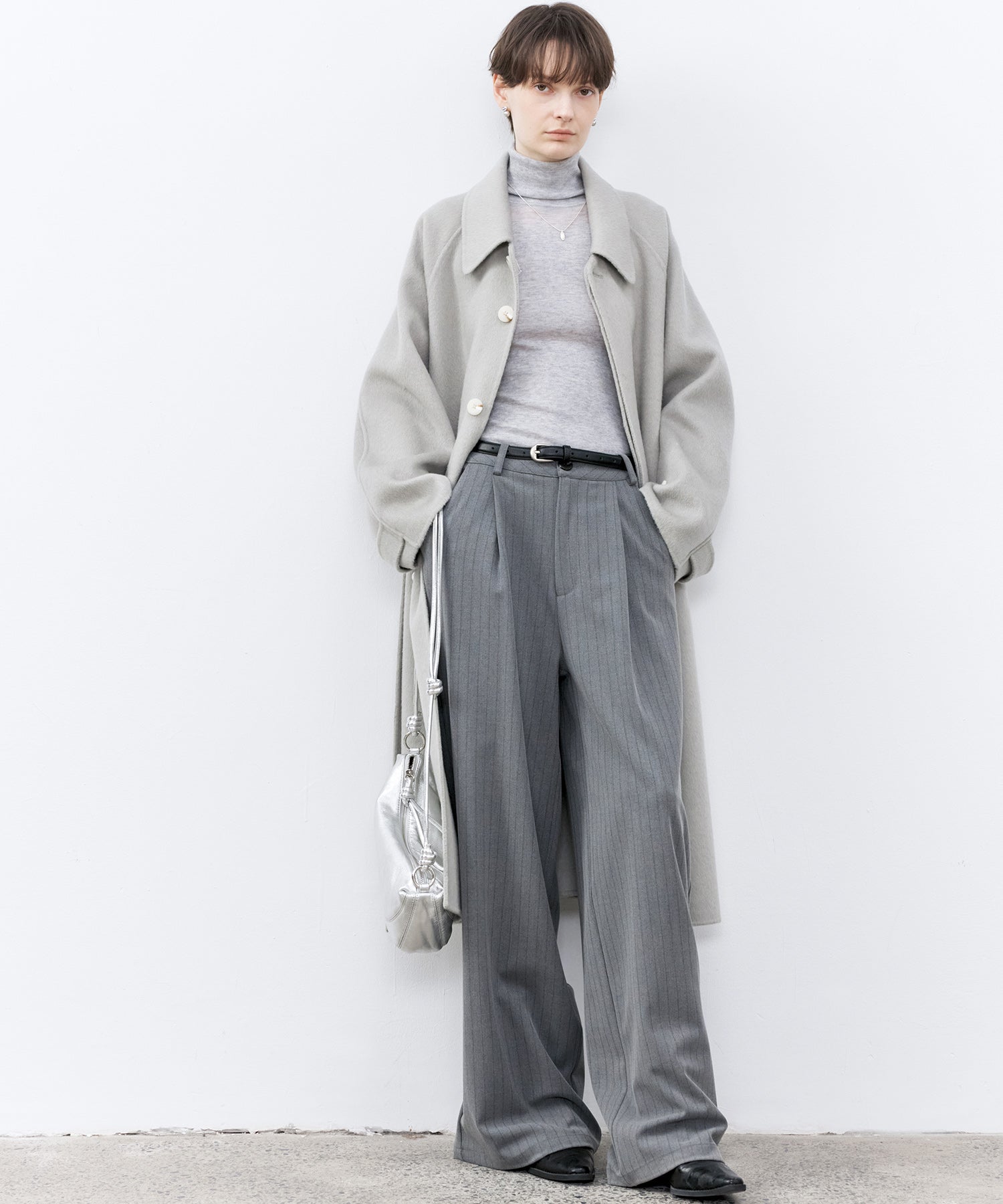 Raglan Sleeves Oversized Double-Faced Wool Coat