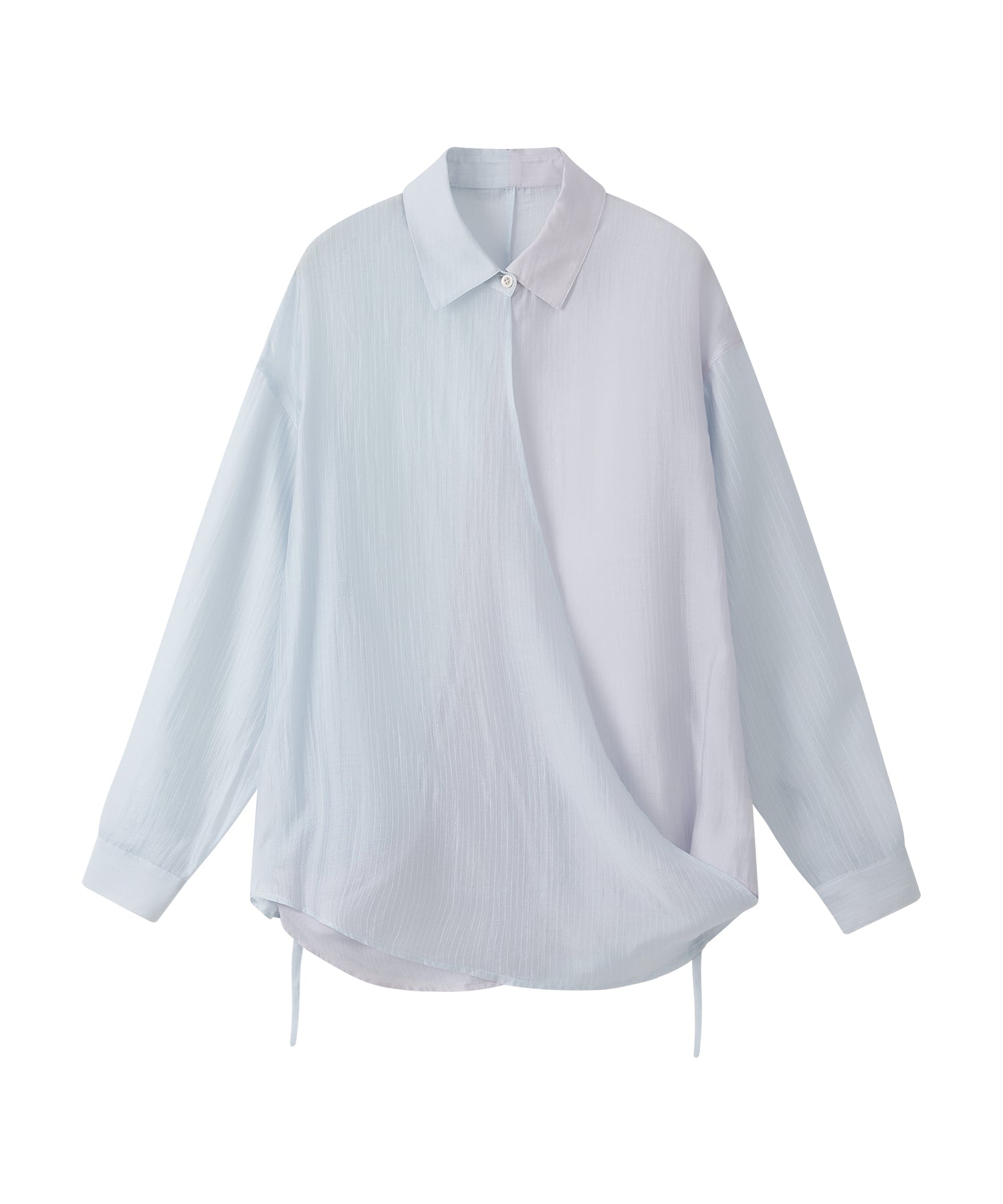 Bi-color Asymmetric Neck Sheer Shirt
