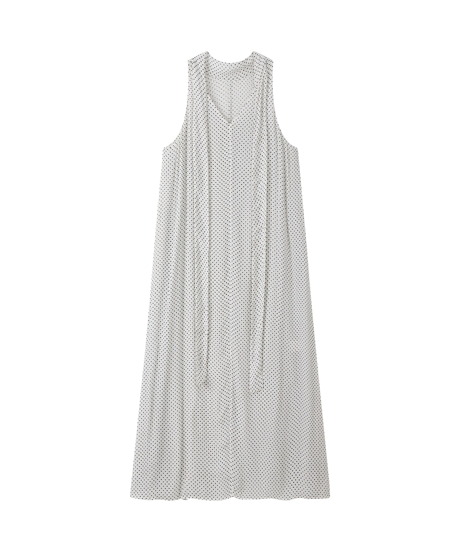 Dot Scarf Detail V-Neck Dress