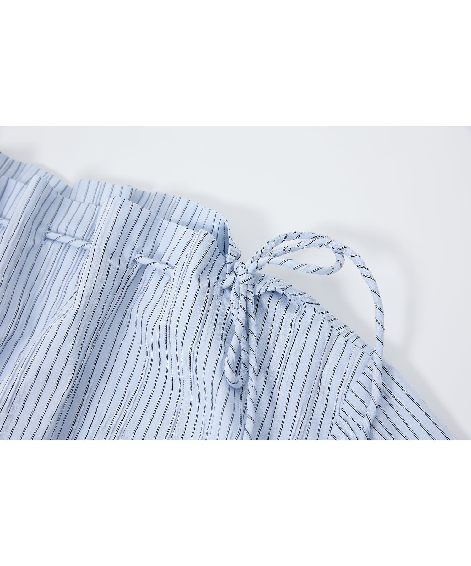 Asymmetric Off-Shoulder Drawstring Stripe Blouse