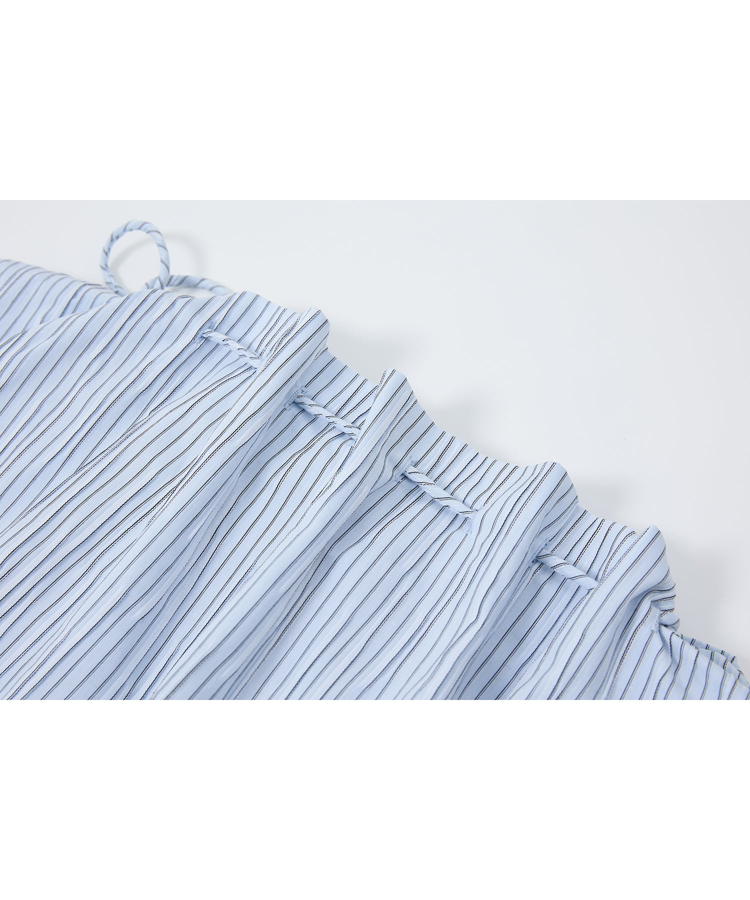 Asymmetric Off-Shoulder Drawstring Stripe Blouse