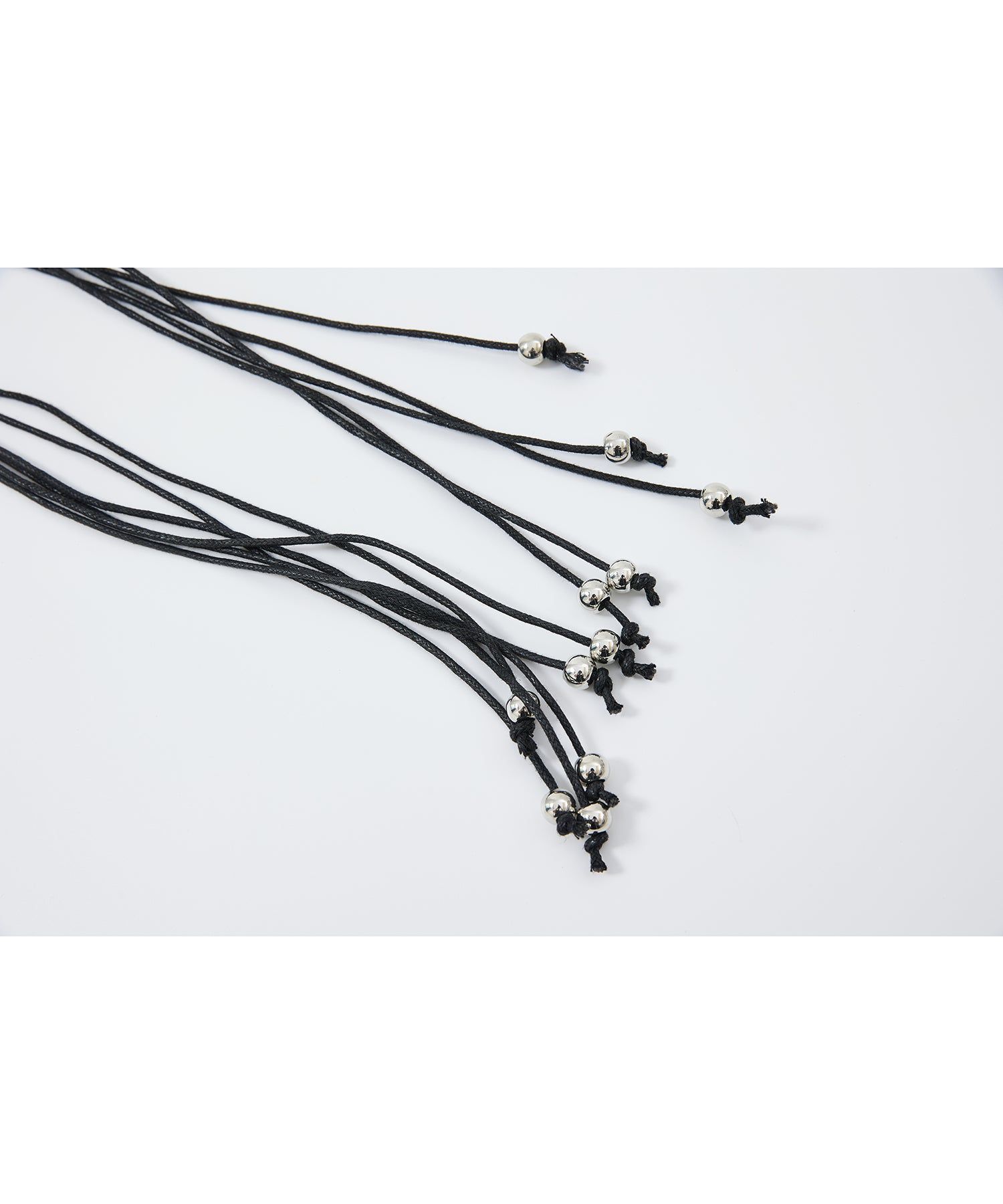 Braided Cord Slim Belt with Silver Beads