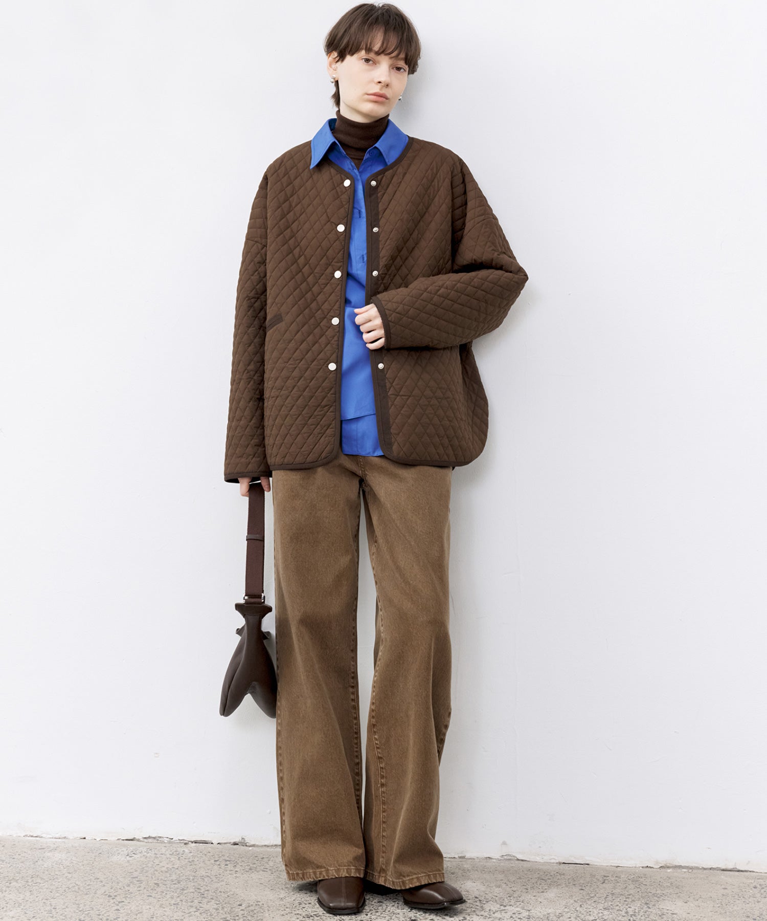 Basic Narrow Straight Brown Denim Pants