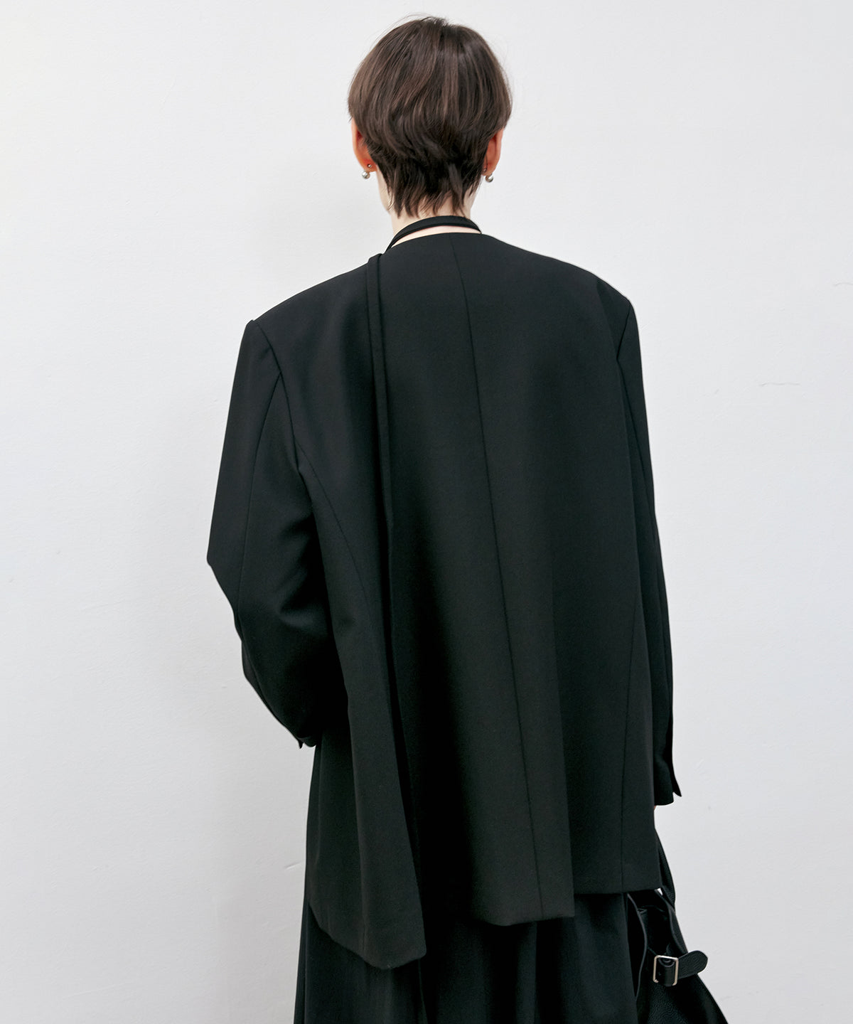 Collarless Oversized Tailored Jacket