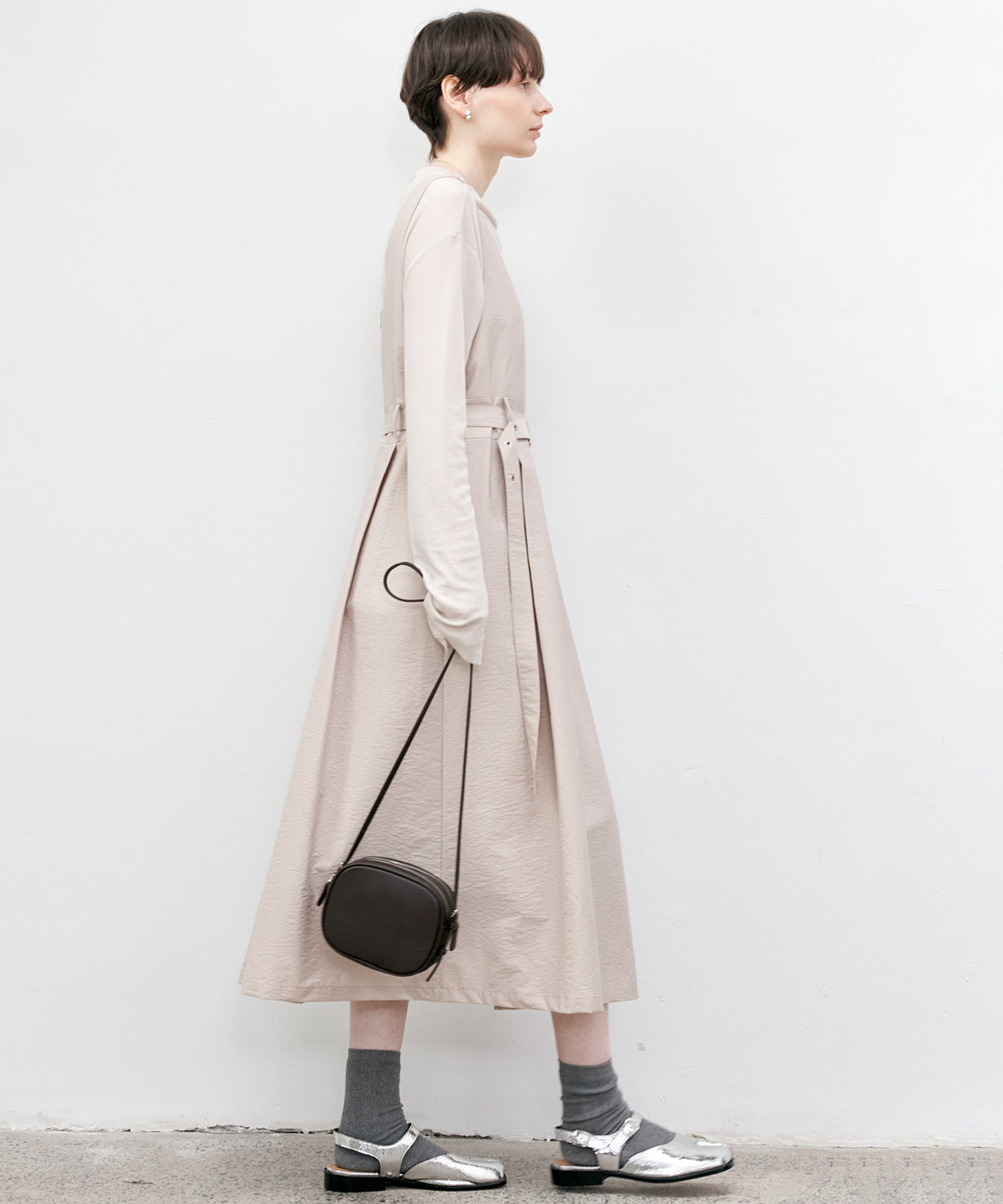 Square Neck Belted Flare Dress