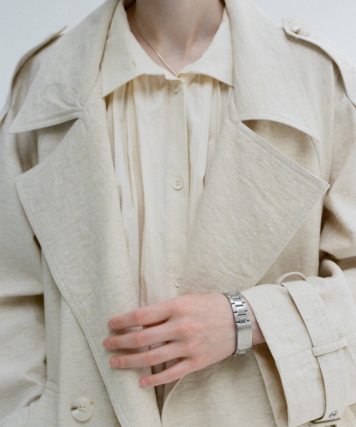 Double-Breasted Epaulette Trench Coat