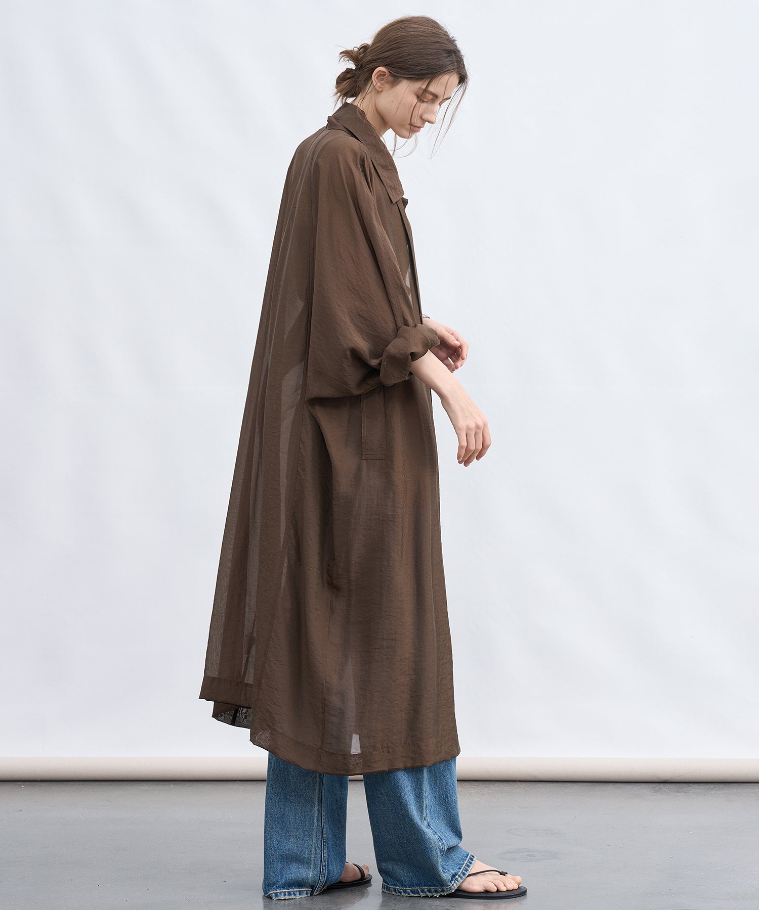 Silk Blend Sheer Long Coat